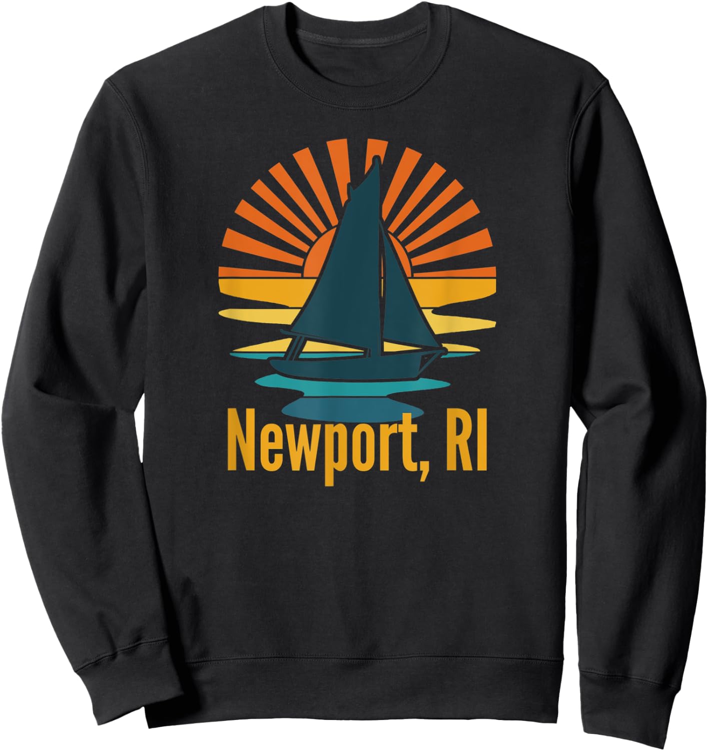 Newport Rhode Island RI Vintage Sailboat Sweatshirt - Sweatshirt | Black