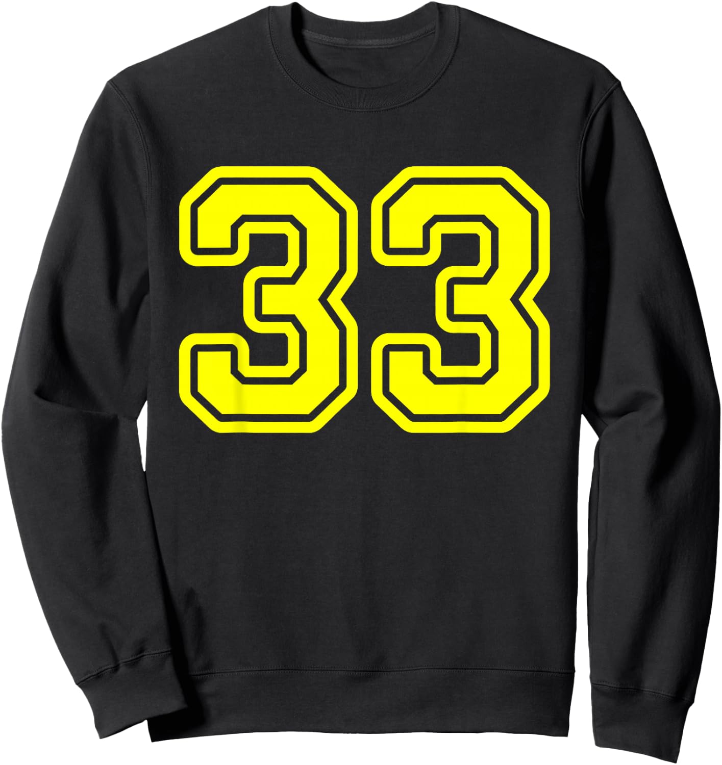 Yellow Athletic Sports Team Number #33 Sweatshirt - Sweatshirt | Black