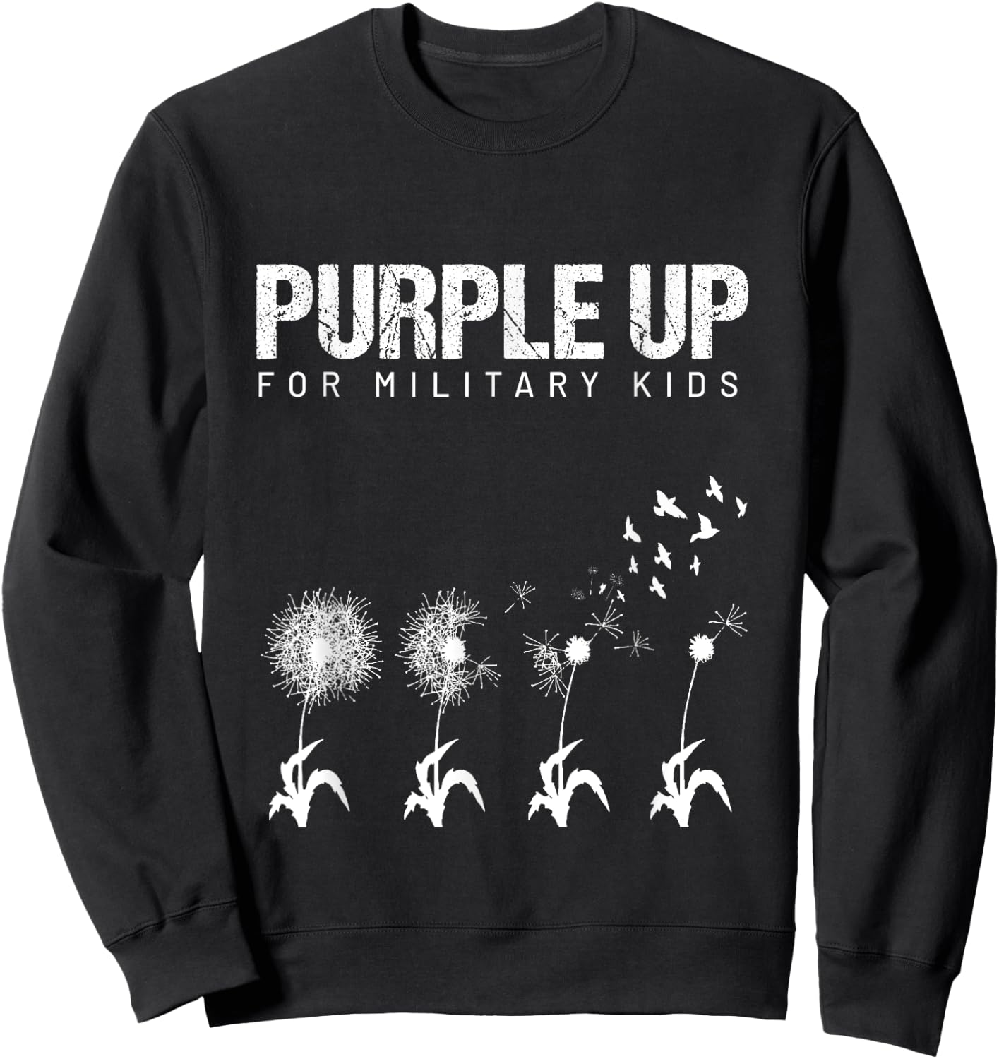 I Purple Up For Military Kids shirt Military Child Dandelion Sweatshirt - Sweatshirt | Black