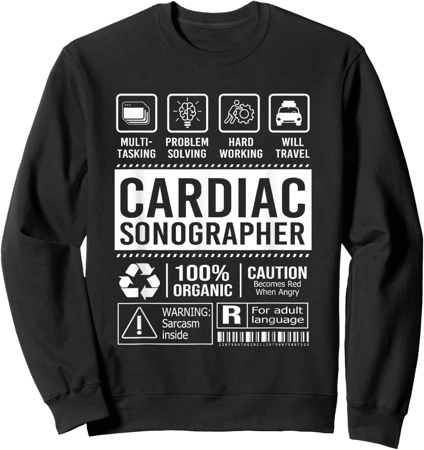 Vintage Cardiac Sonography Echo Tech Cardiac Sonographer Sweatshirt - Sweatshirt | Black