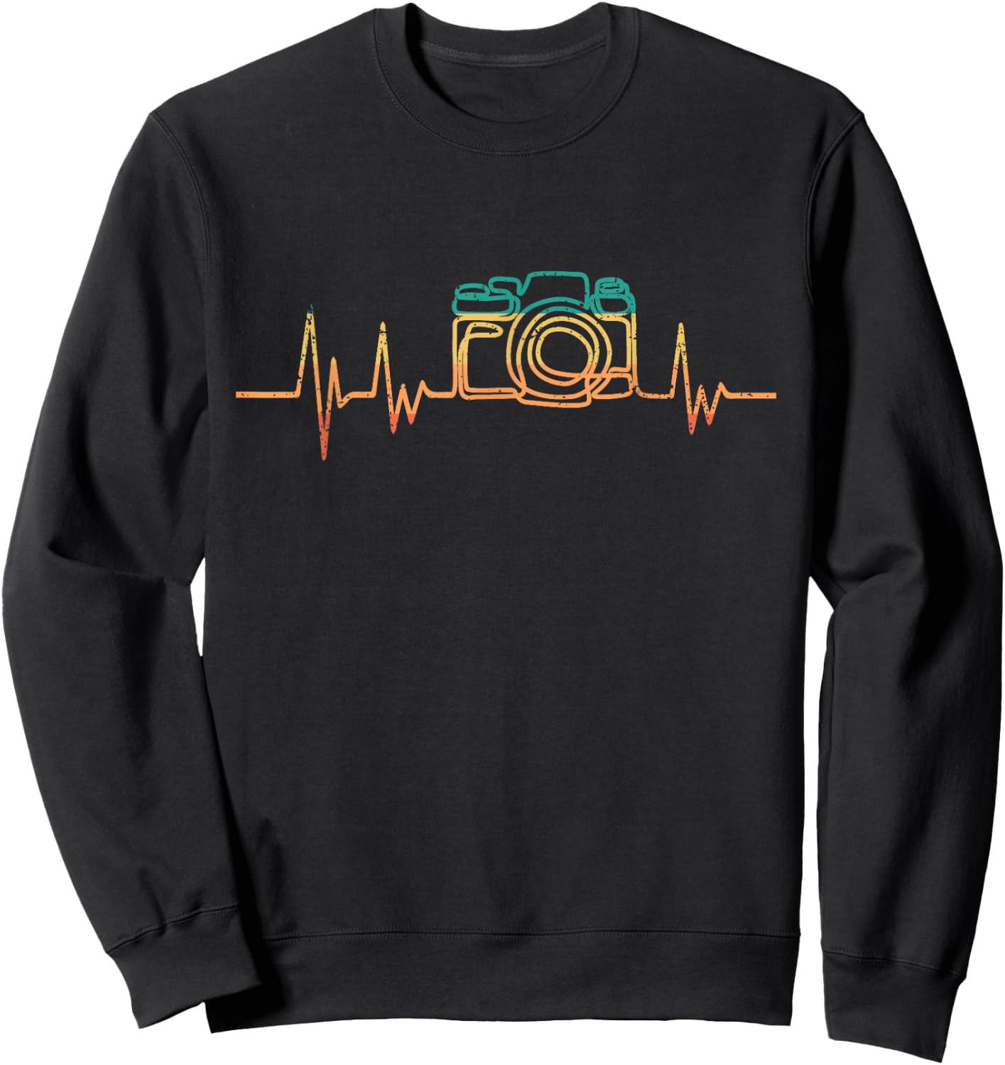 Photographer Heartbeat Retro Camera Photography Cameraman Sweatshirt - Sweatshirt | Black