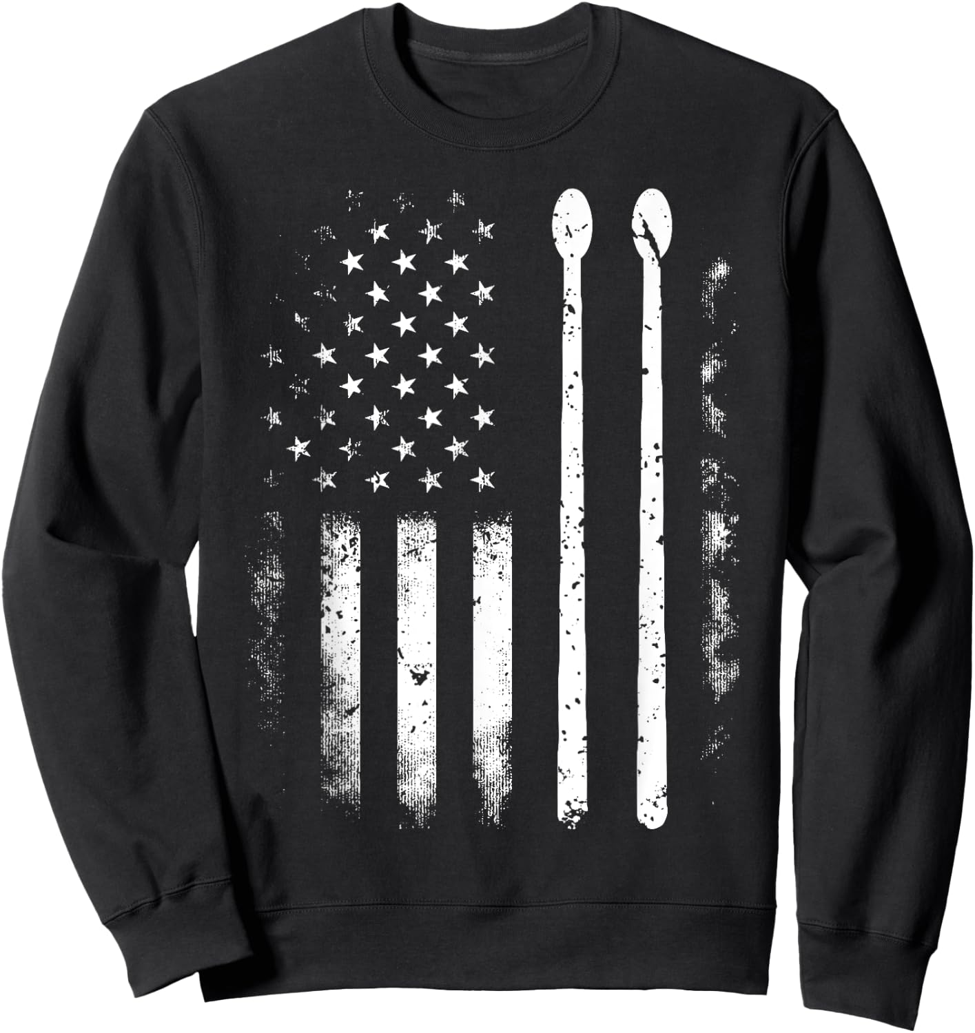 American Flag Drumsticks USA Drummers Vintage Drum Sticks Sweatshirt - Sweatshirt | Black