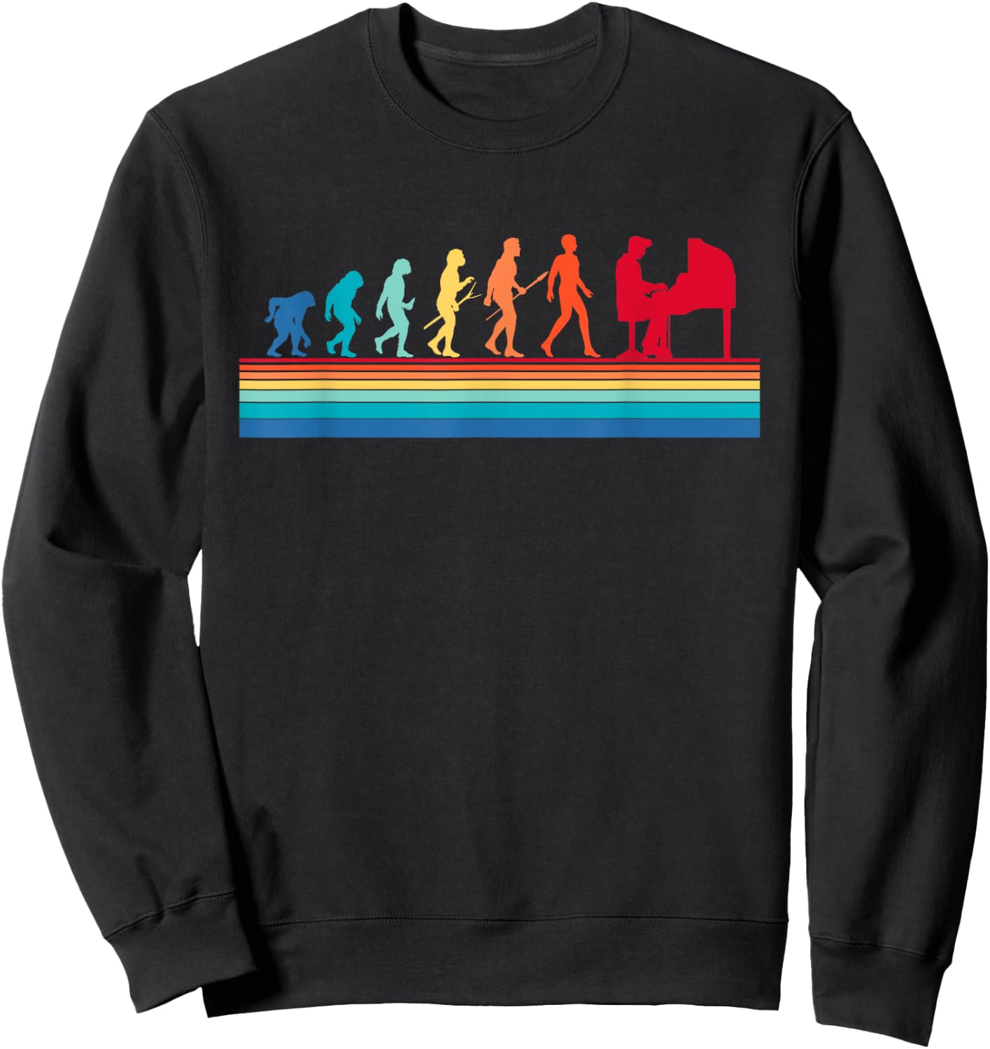 Retro Evolution Piano Player Pianist Classical Music Lover Sweatshirt - Sweatshirt | Black