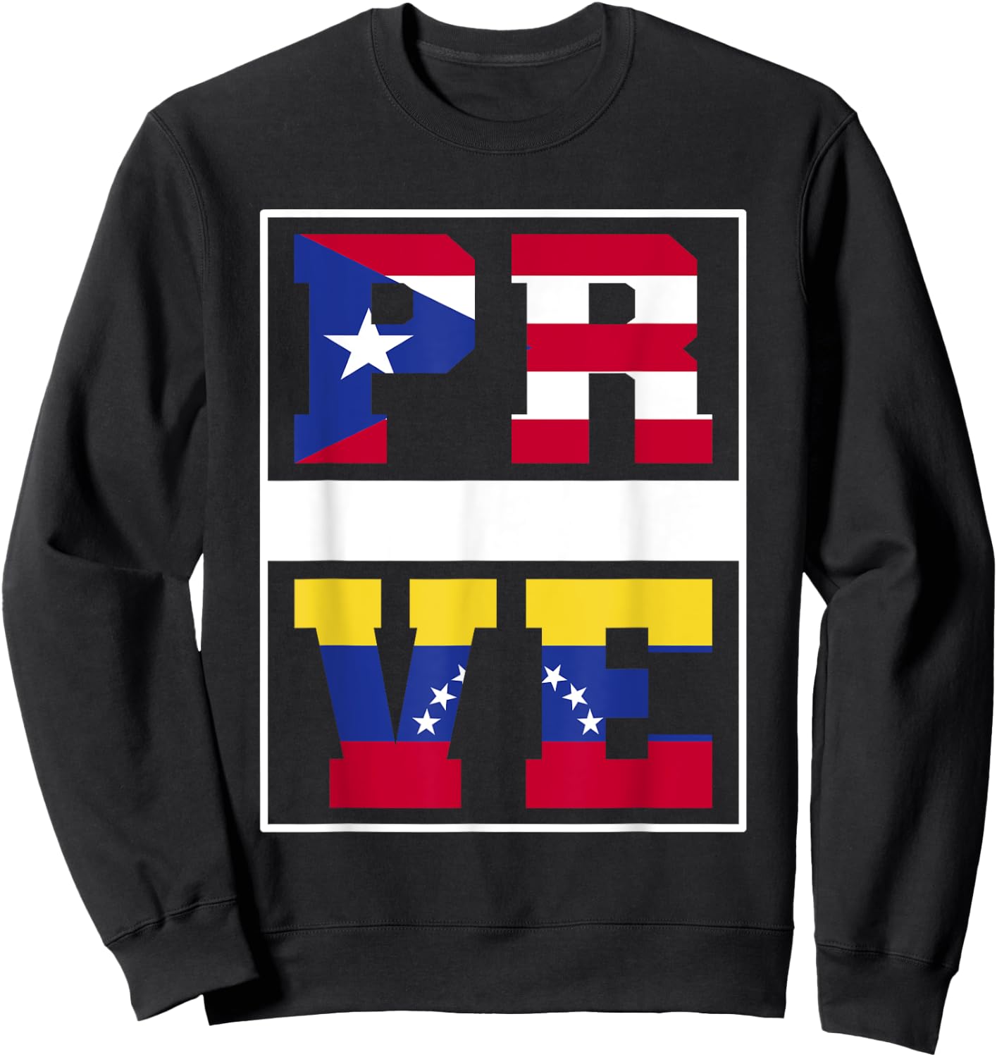 Half Boricua Venezuelan Mixed Heritage Puerto Rico Venezuela Sweatshirt - Sweatshirt | Black