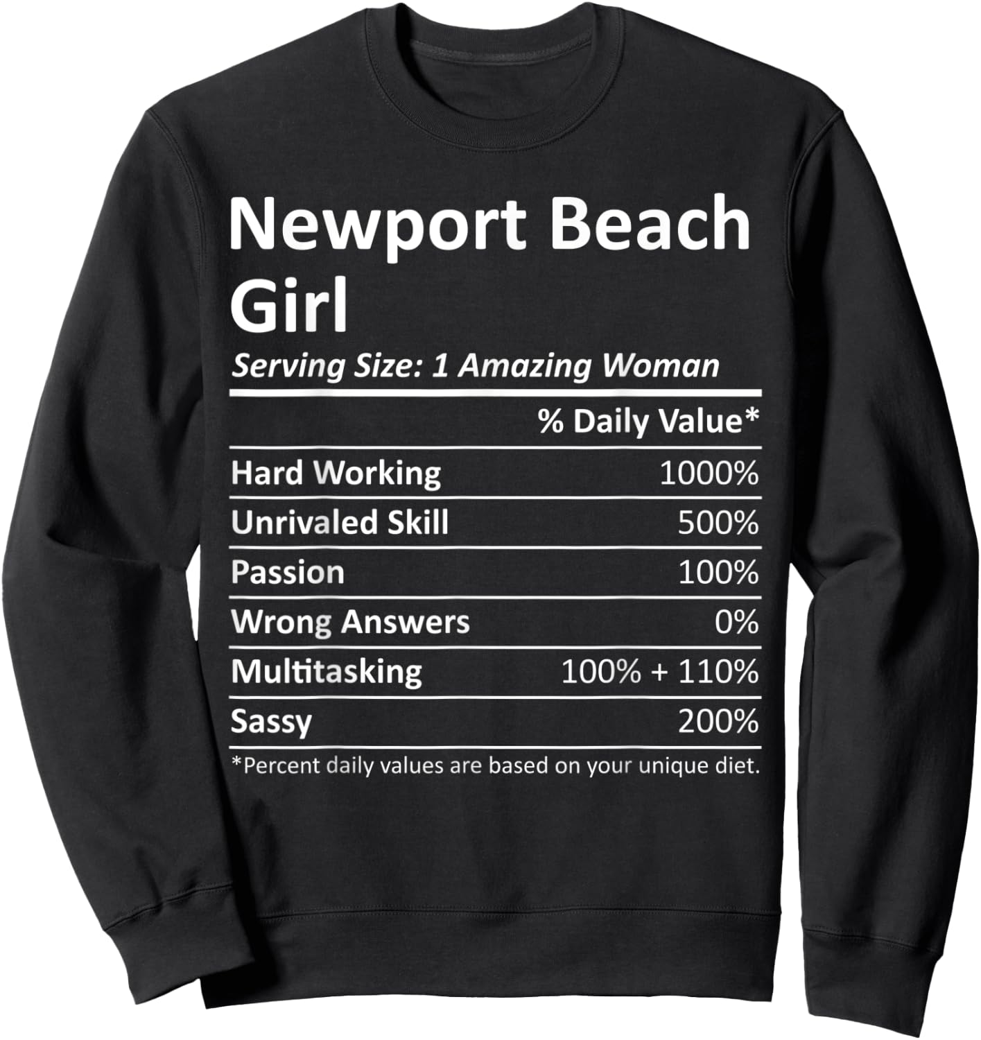 NEWPORT BEACH GIRL CA CALIFORNIA Funny City Home Roots Gift Sweatshirt - Sweatshirt | Black