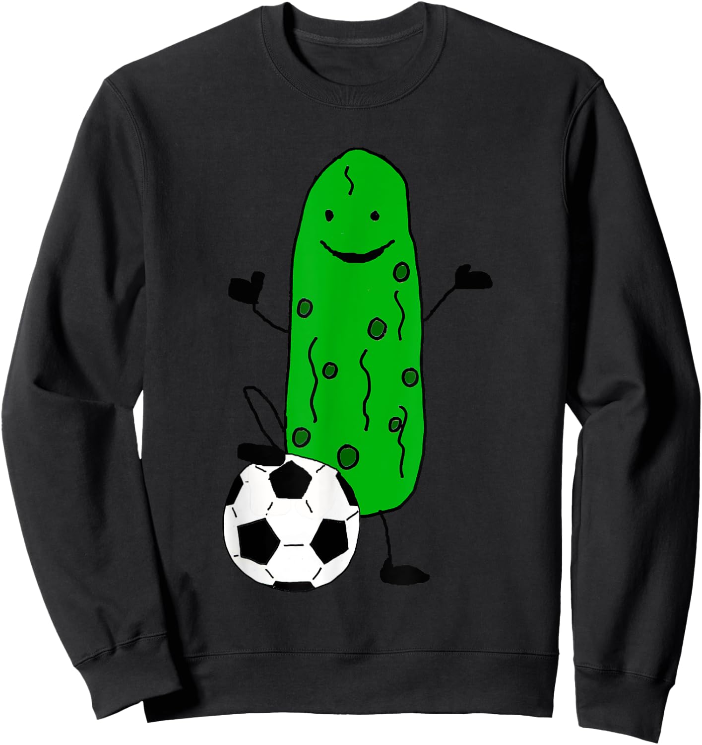 Smilealottees Funny Dill Pickle Playing Soccer Sweatshirt - Sweatshirt | Black