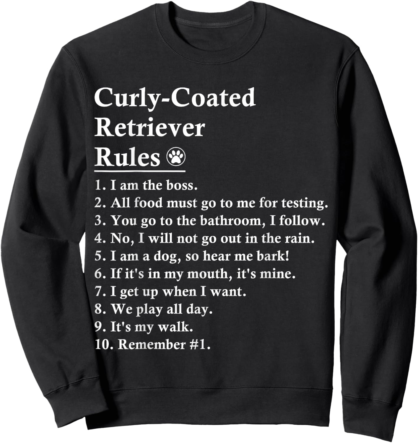 Funny Curly-coated Retriever Dog Rules Curly Women Kids Sweatshirt - Sweatshirt | Black