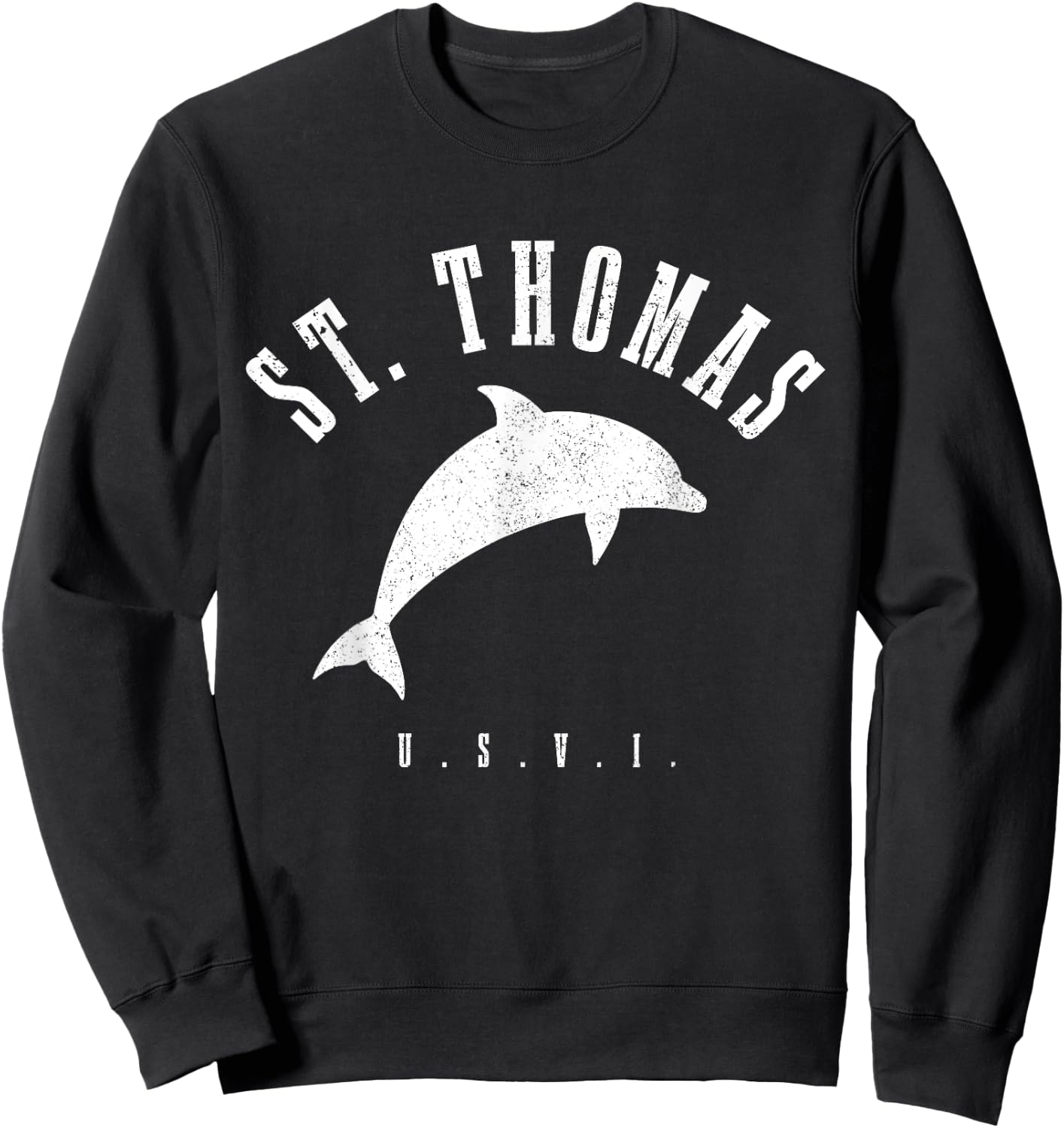 St. Thomas US Virgin Islands Dolphin Vacation USVI Vintage Sweatshirt - Sweatshirt | Black