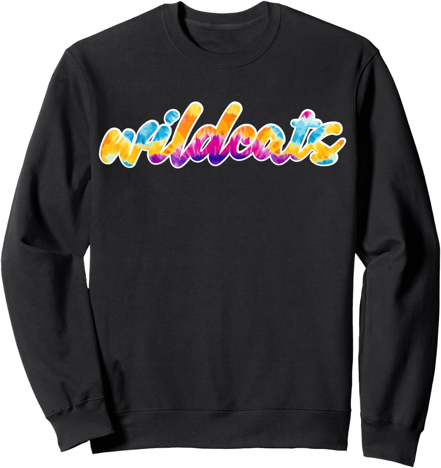 Wildcats Tie Dye School Spirit Wear Funky Vibe Style Sweatshirt - Sweatshirt | Black