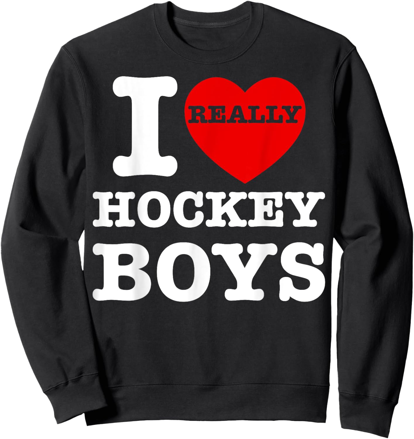 I Love Hockey Boys I Heart Hockey Boys Family Matching Funny Sweatshirt - Sweatshirt | Black
