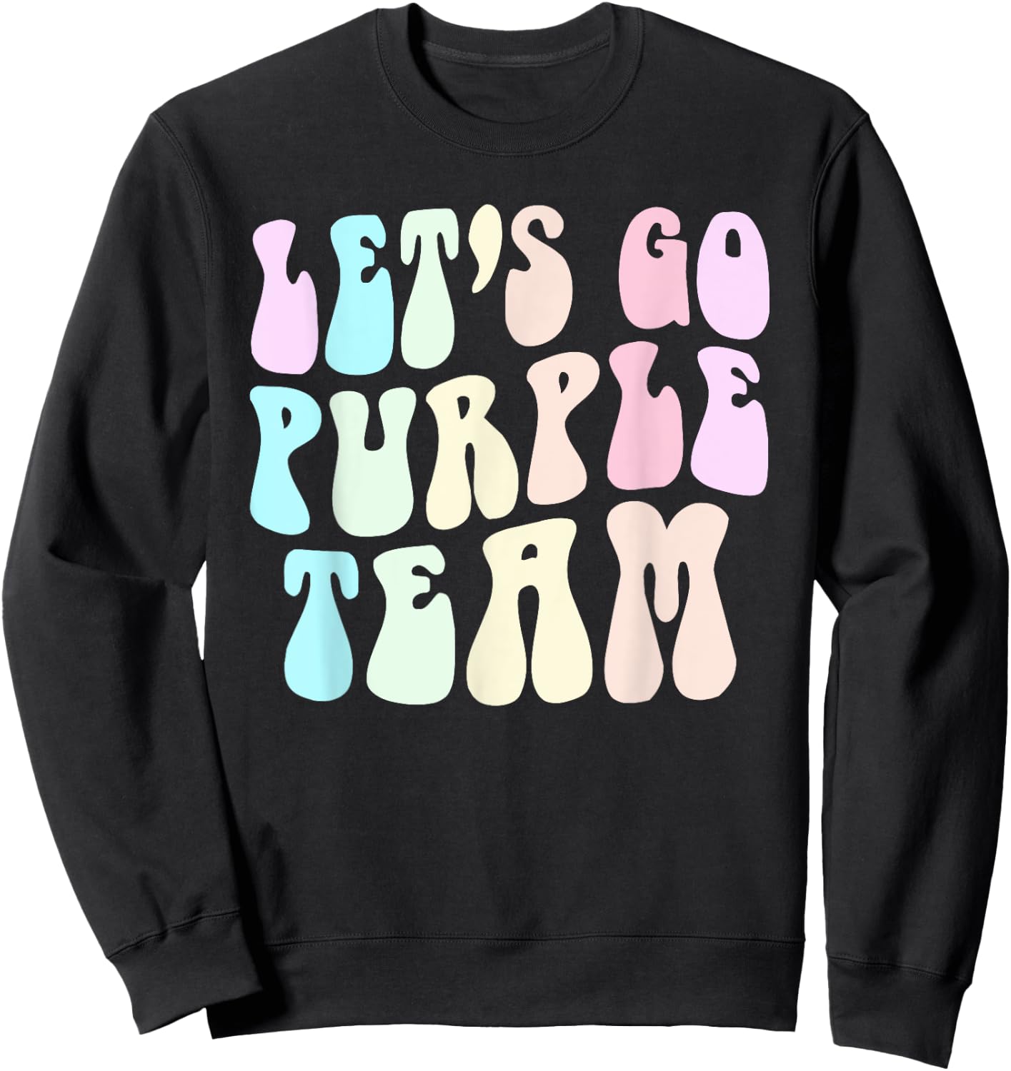 Retro LET'S GO PURPLE TEAM Summer Camp War Game Color Wavy Women Kids Sweatshirt - Sweatshirt | Black