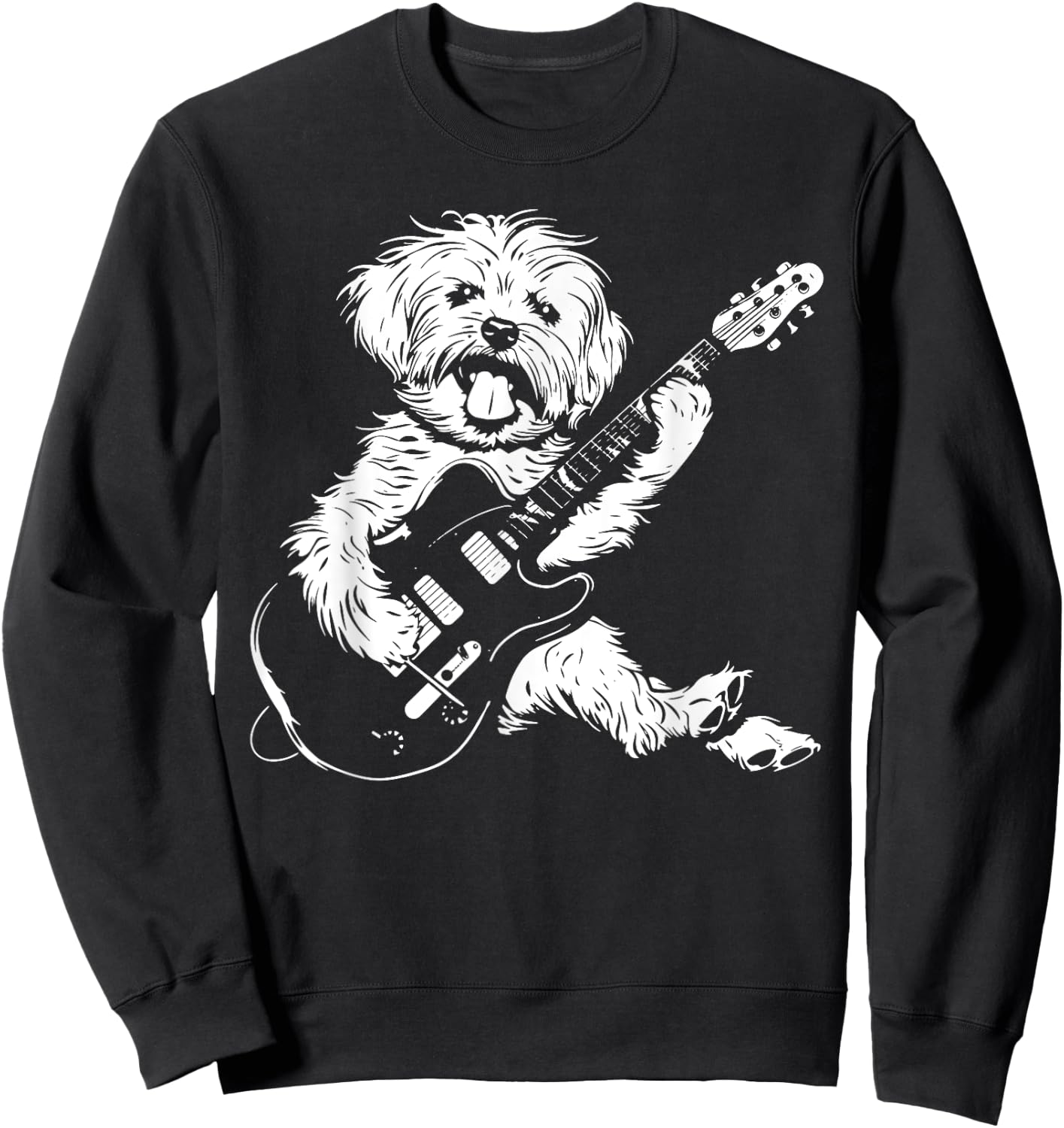 Dog Guitarist Guitar - Maltipoo Dad Mom Sweatshirt - Sweatshirt | Black