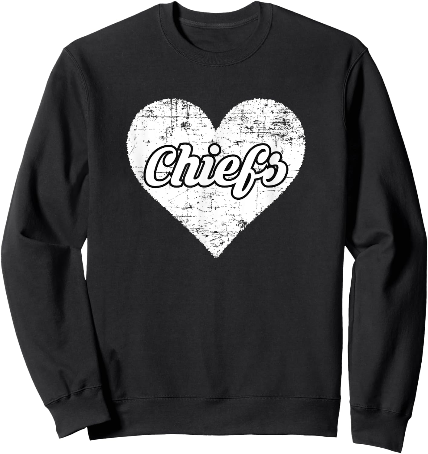 Chiefs Over Distressed Heart Huron Sweatshirt - Sweatshirt | Black