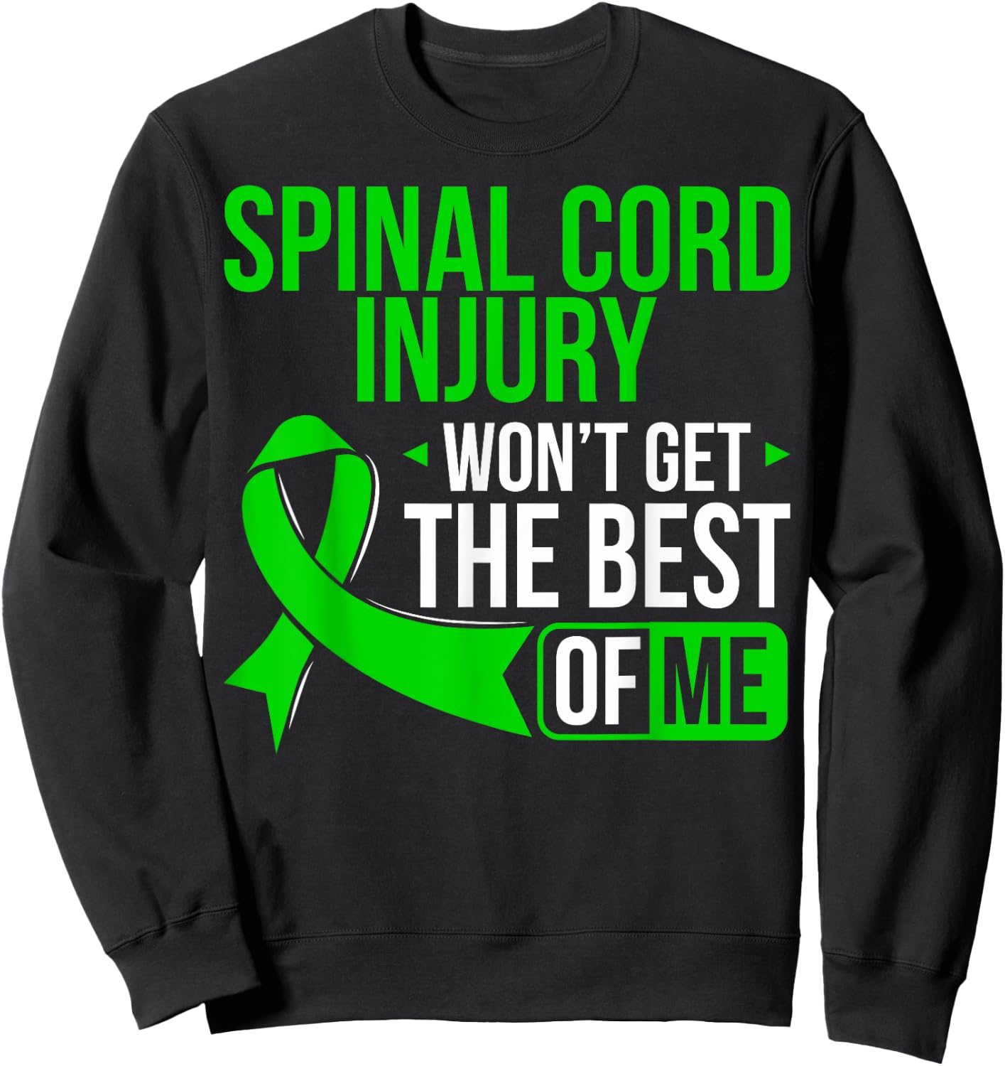 Green Ribbon Spinal Cord Injury Awareness T Shirt Sweatshirt - Sweatshirt | Black