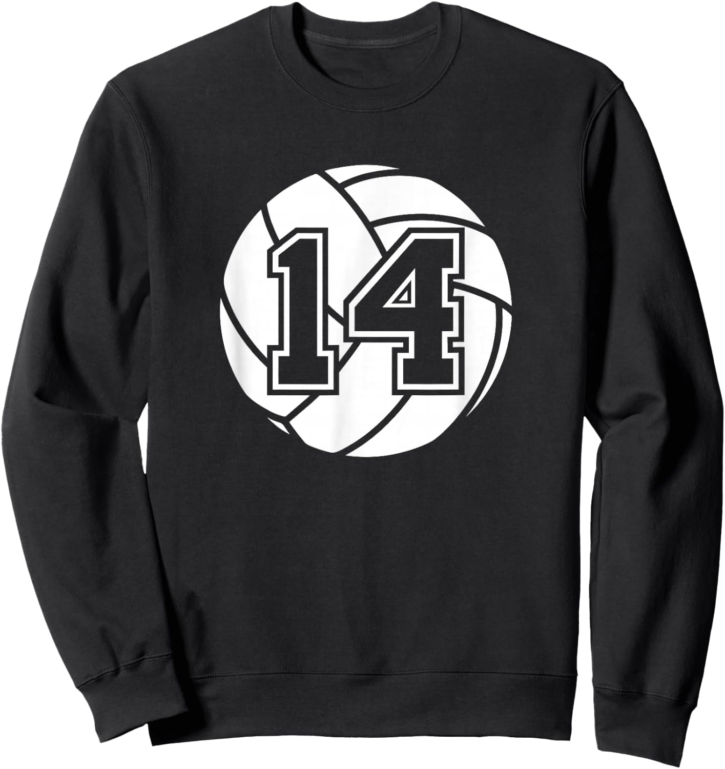 Volleyball Player #14 Volleyball Mom Dad Jersey Number 14 Sweatshirt - Sweatshirt | Black