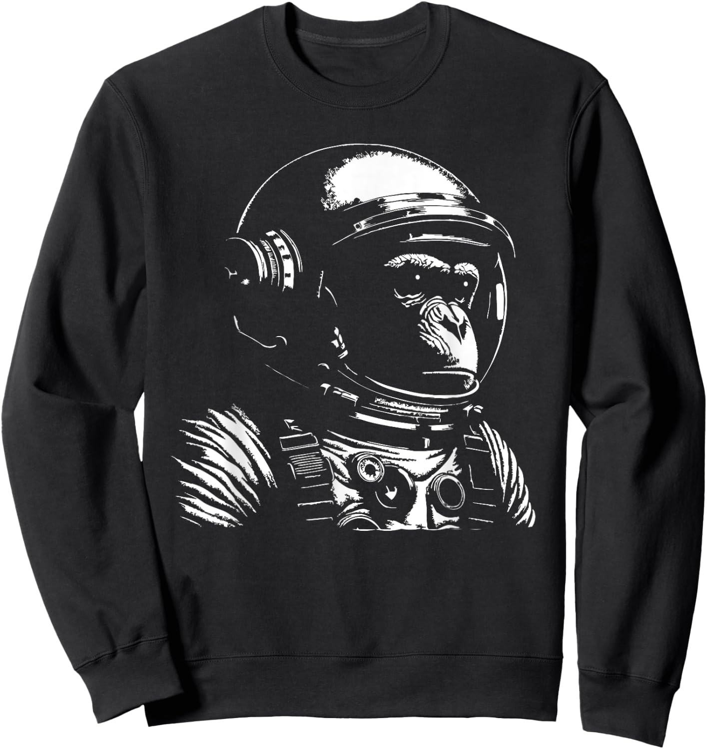Vintage Space Travel Astronaut Monkey Sweatshirt - Sweatshirt | Black