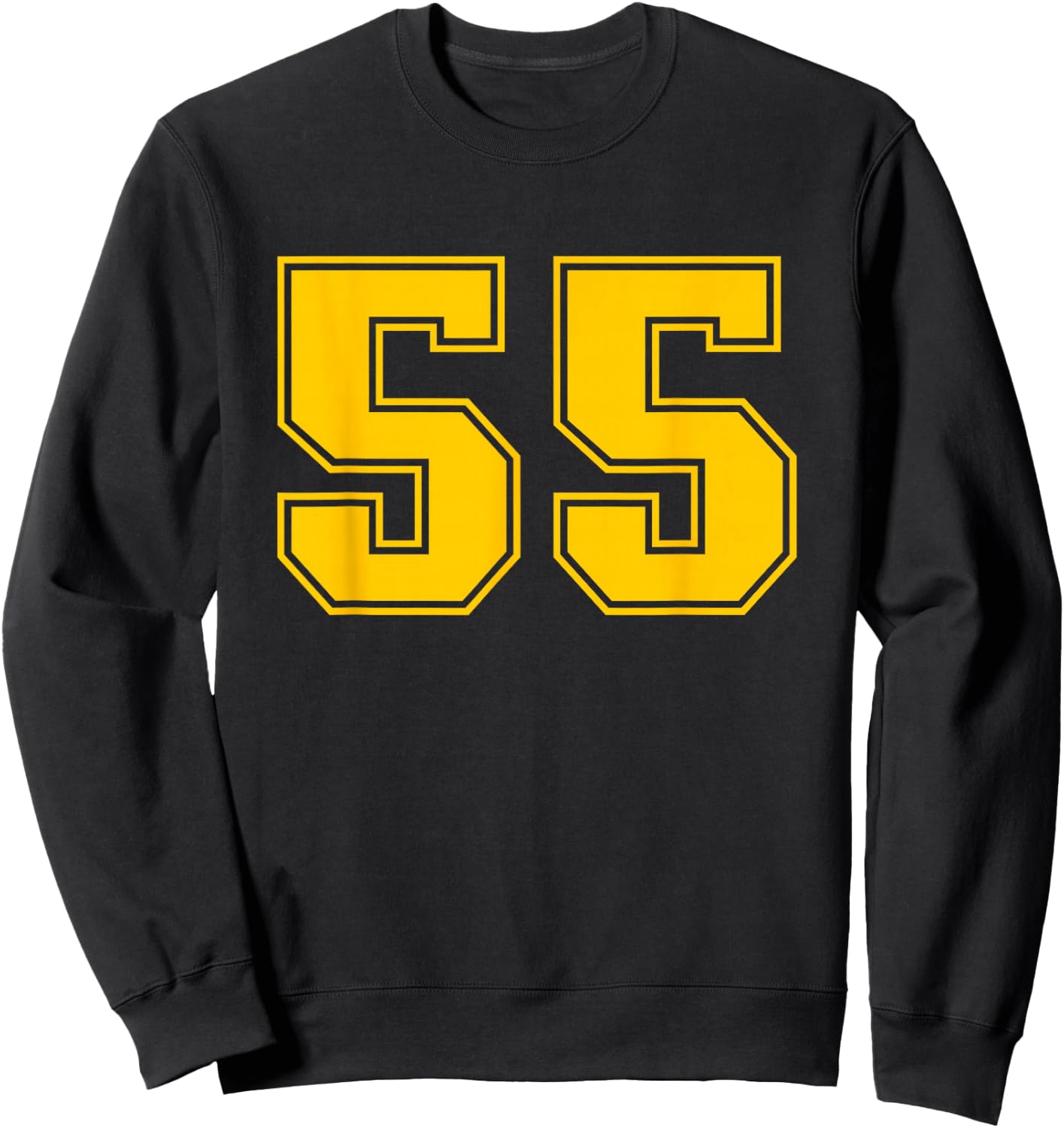 Yellow Sports Team Number #55 Sweatshirt - Sweatshirt | Black