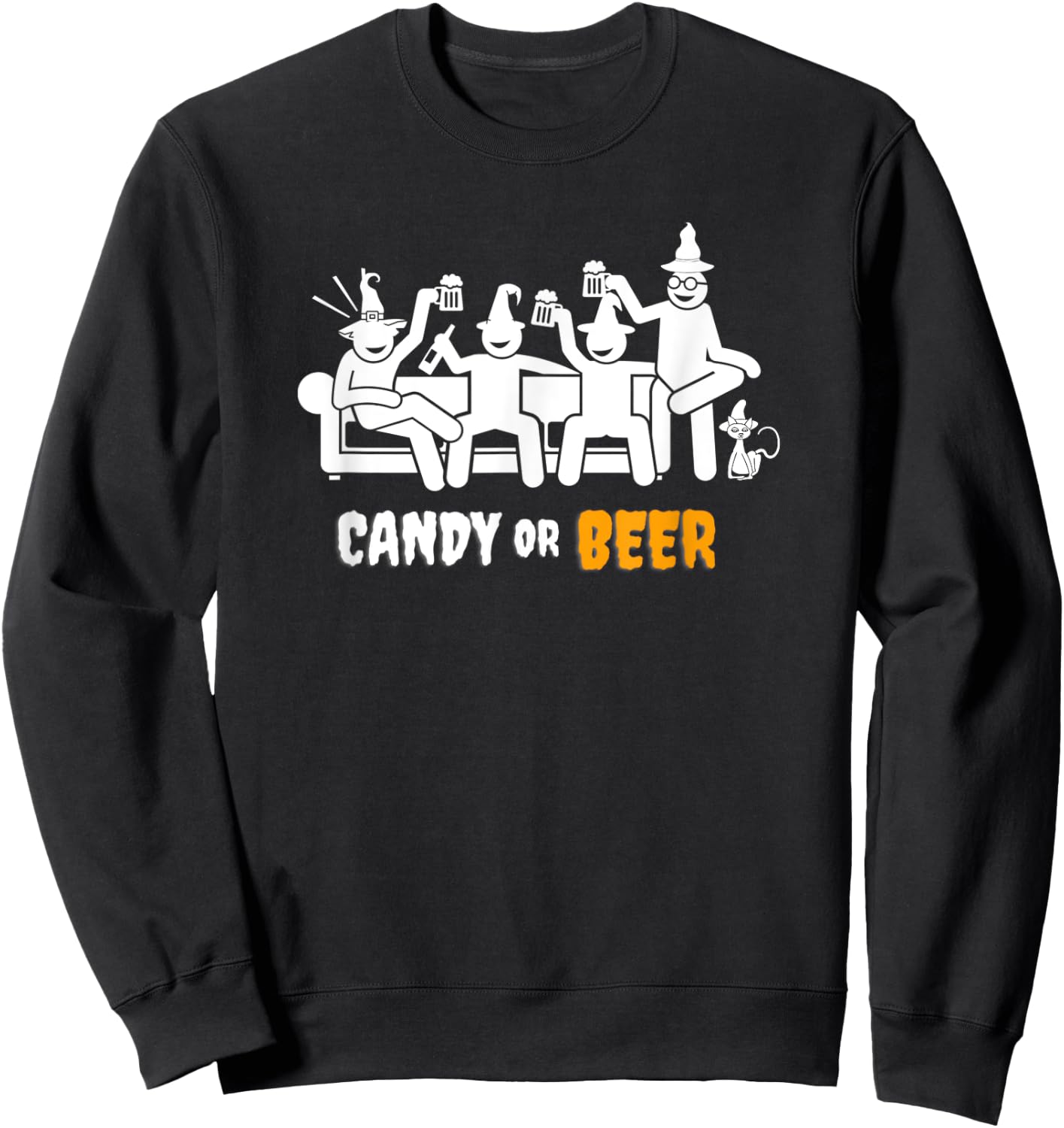 Candy or Beer Halloween Funny Design Sweatshirt - Sweatshirt | Black