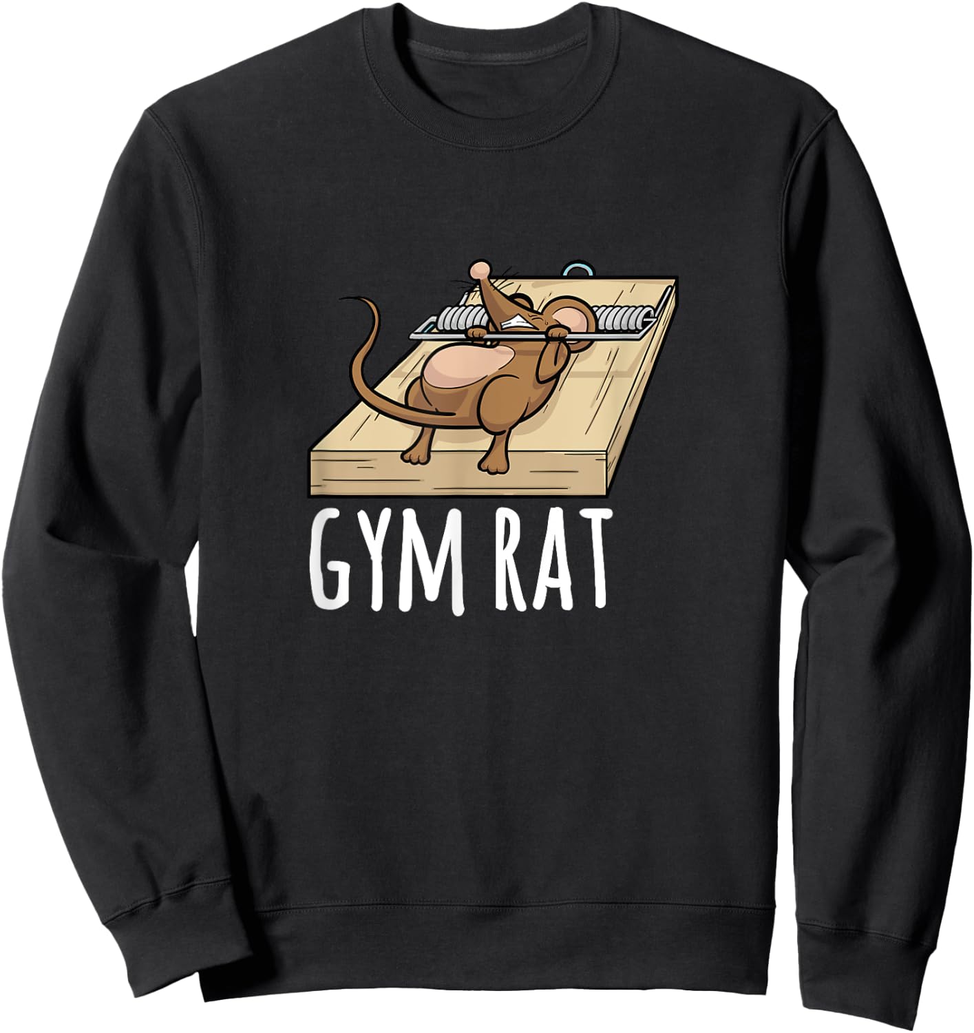 Gym Rat Mouse Trap Bench Press Funny Sweatshirt - Sweatshirt | Black