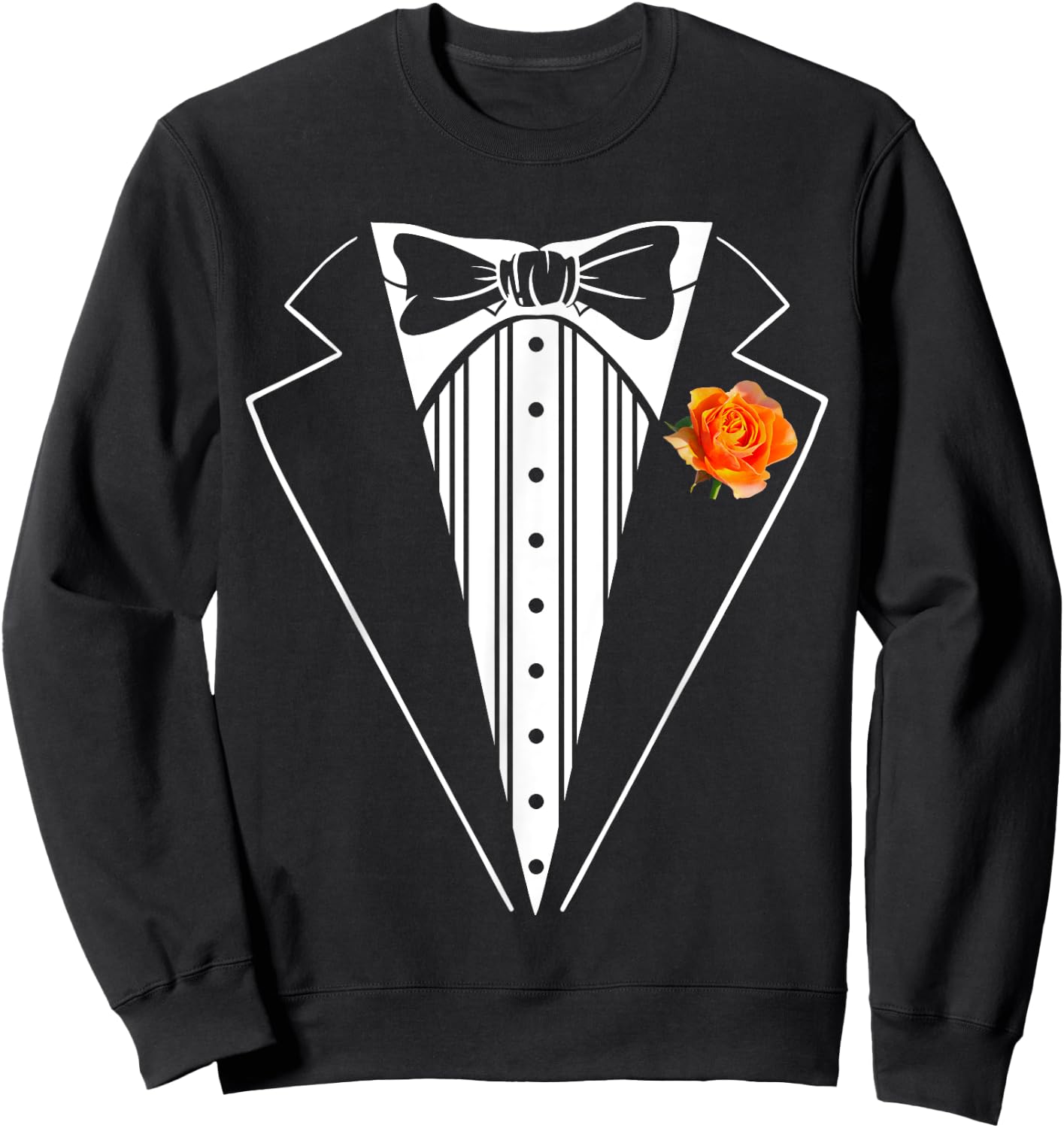 Kids Adult Orange Tuxedo, Toddler Tux Costume Youth Tux Sweatshirt - Sweatshirt | Black