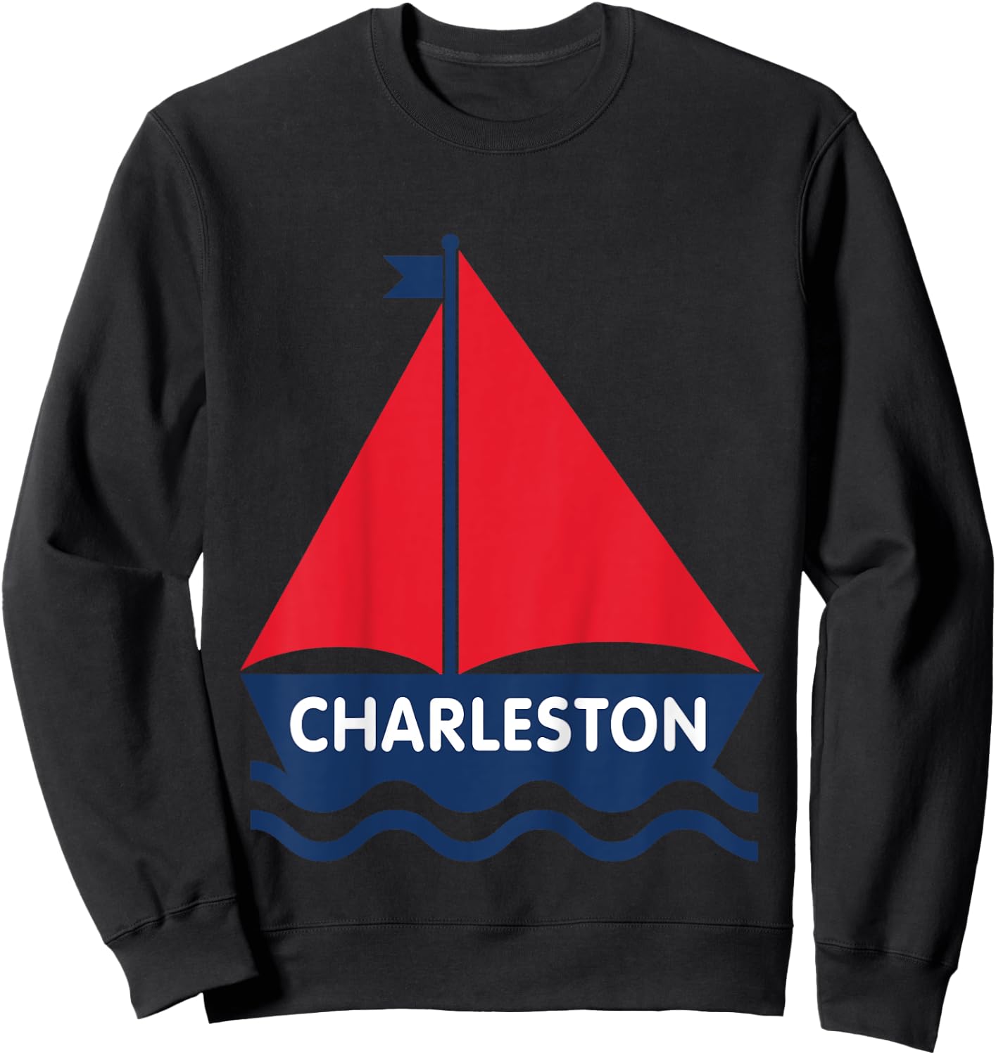 Charleston South Carolina Sailboat Boys Girls Toddlers Sweatshirt - Sweatshirt | Black