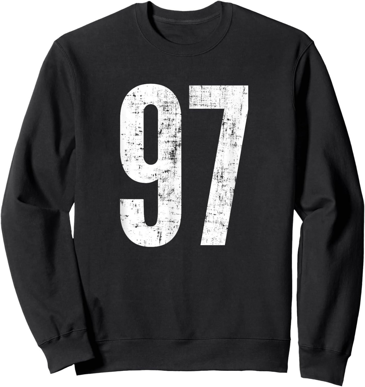 Number 97 Ninety Seven Distressed Vintage Sport Team Players Sweatshirt - Sweatshirt | Black
