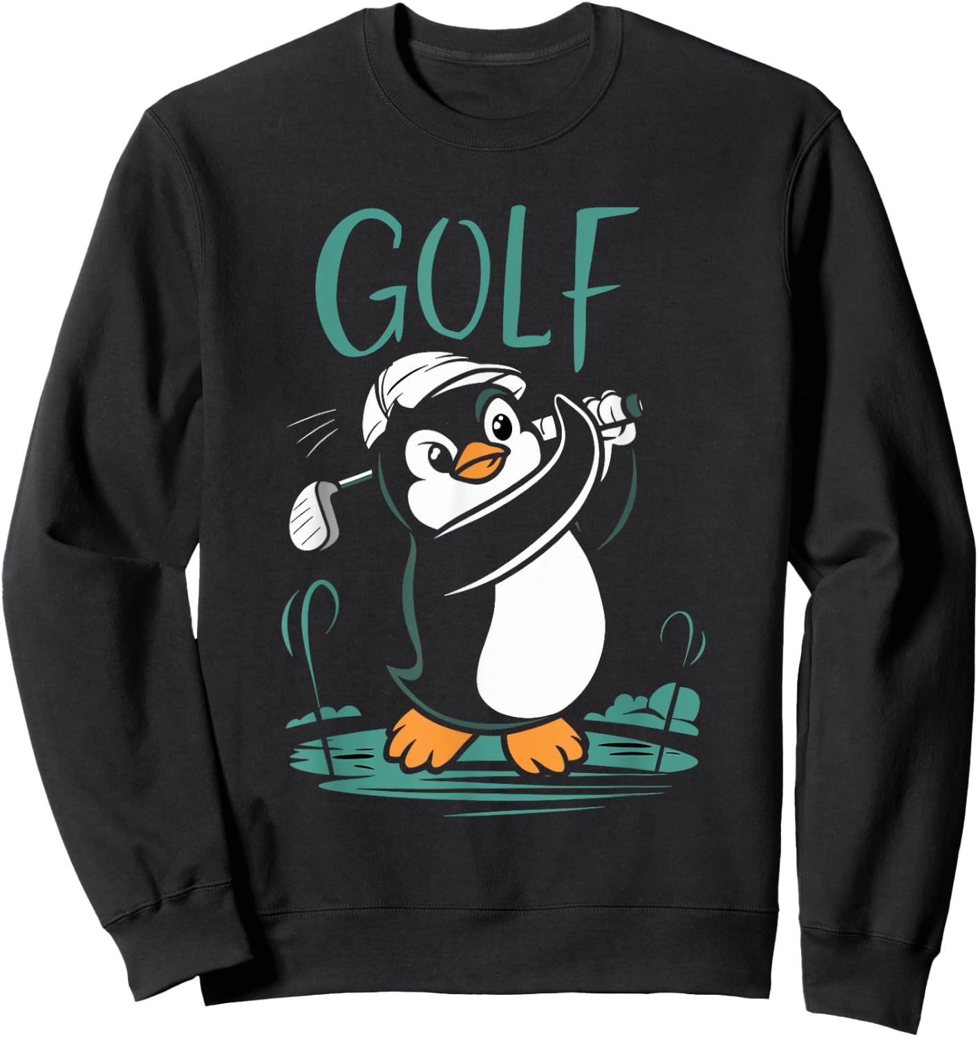 Golf Penguin Golfing Golf Player Cute Golfer Sweatshirt - Sweatshirt | Black