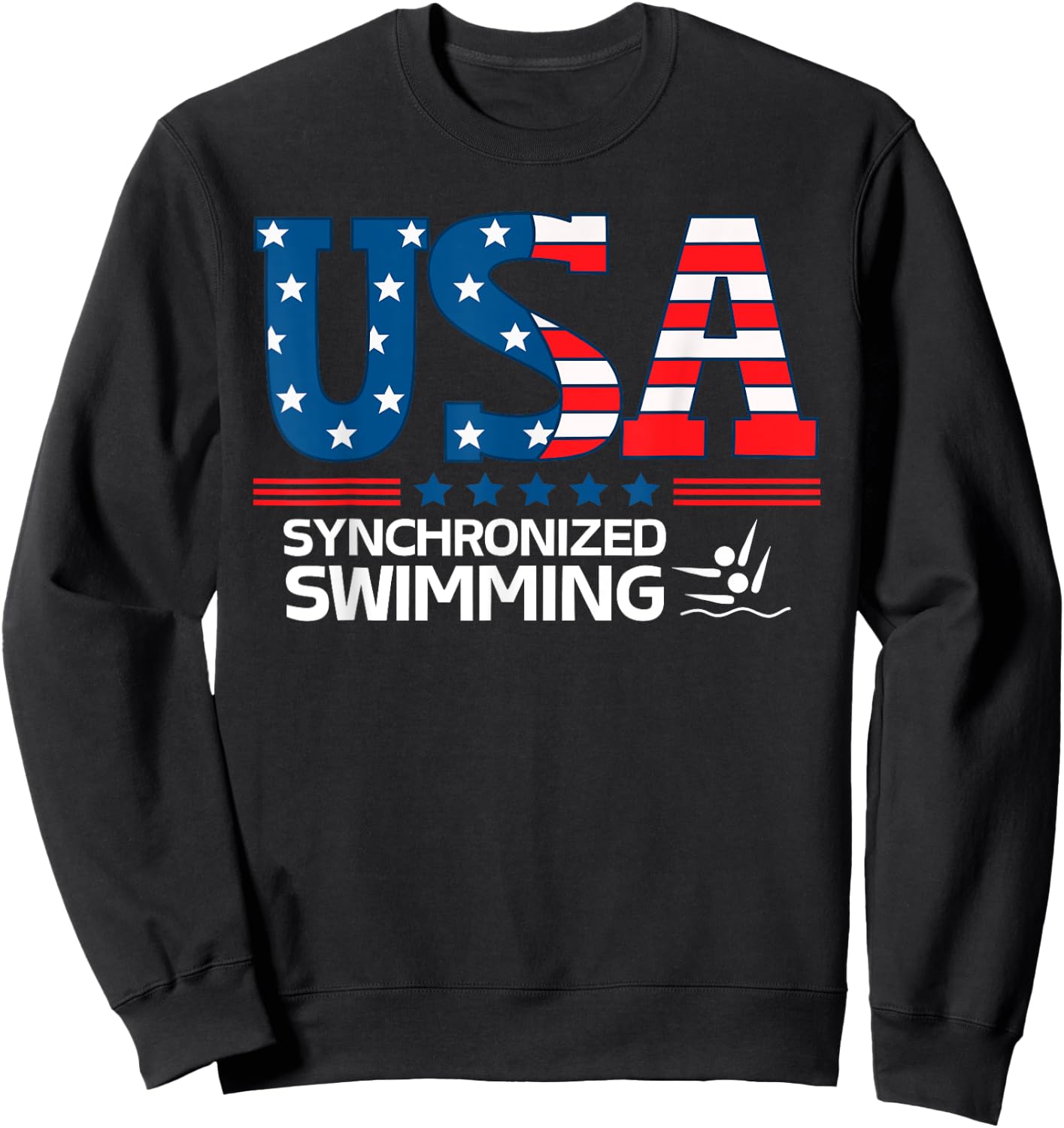 Synchronized Swimming United States Flag USA Sport swimming Sweatshirt - Sweatshirt | Black