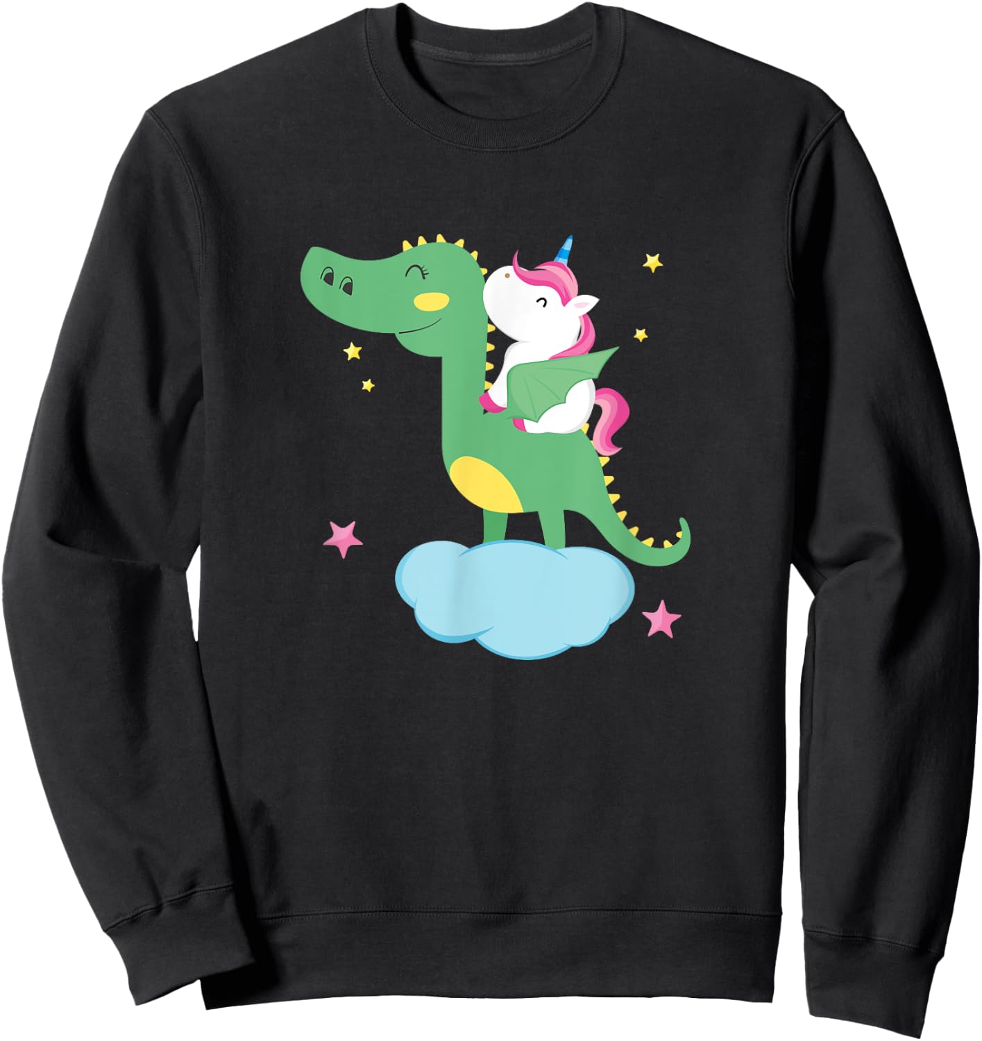 Cute Unicorn Riding Dragon - Boy Girls Kids Gift Sweatshirt - Sweatshirt | Black