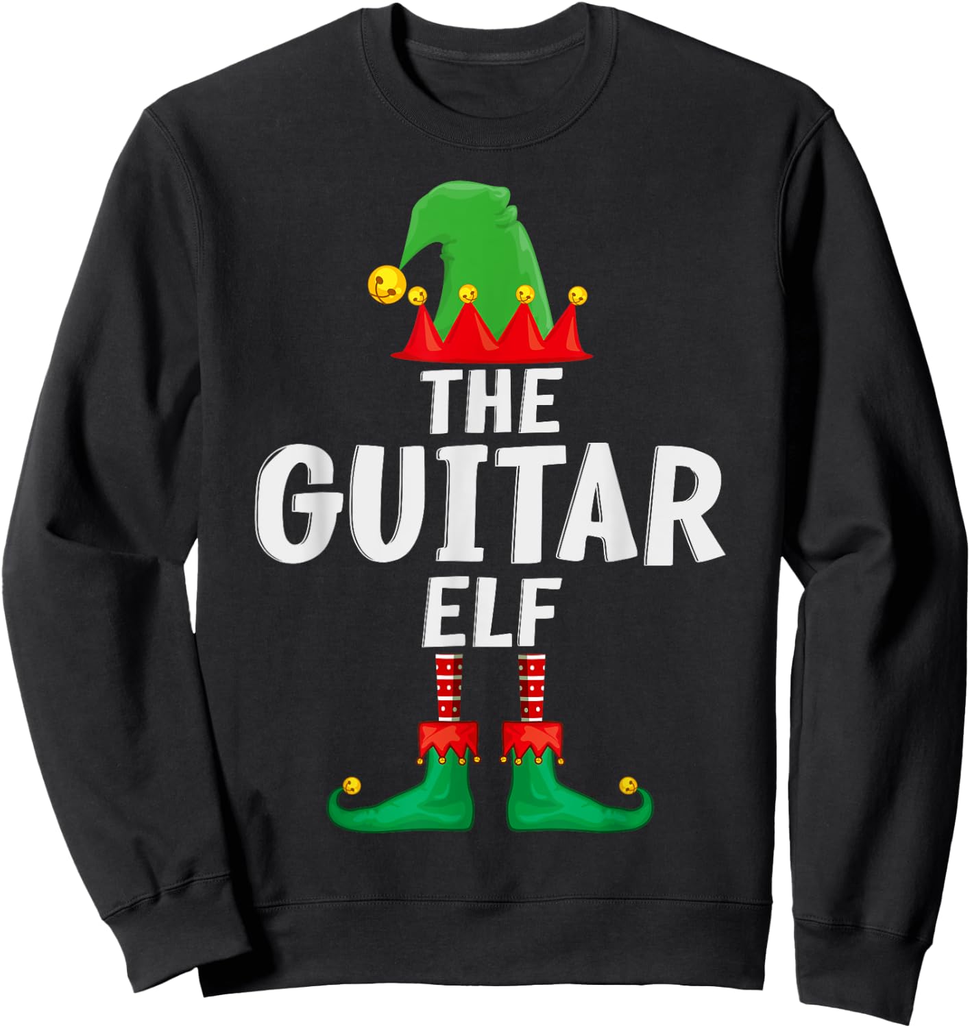 The Guitar Elf Matching Family Christmas Sweatshirt - Sweatshirt | Black