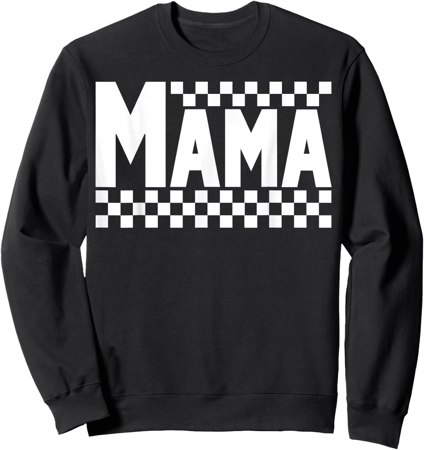 Funny Retro Checkered Mama Vintage Mom Mother's Day Sweatshirt - Sweatshirt | Black