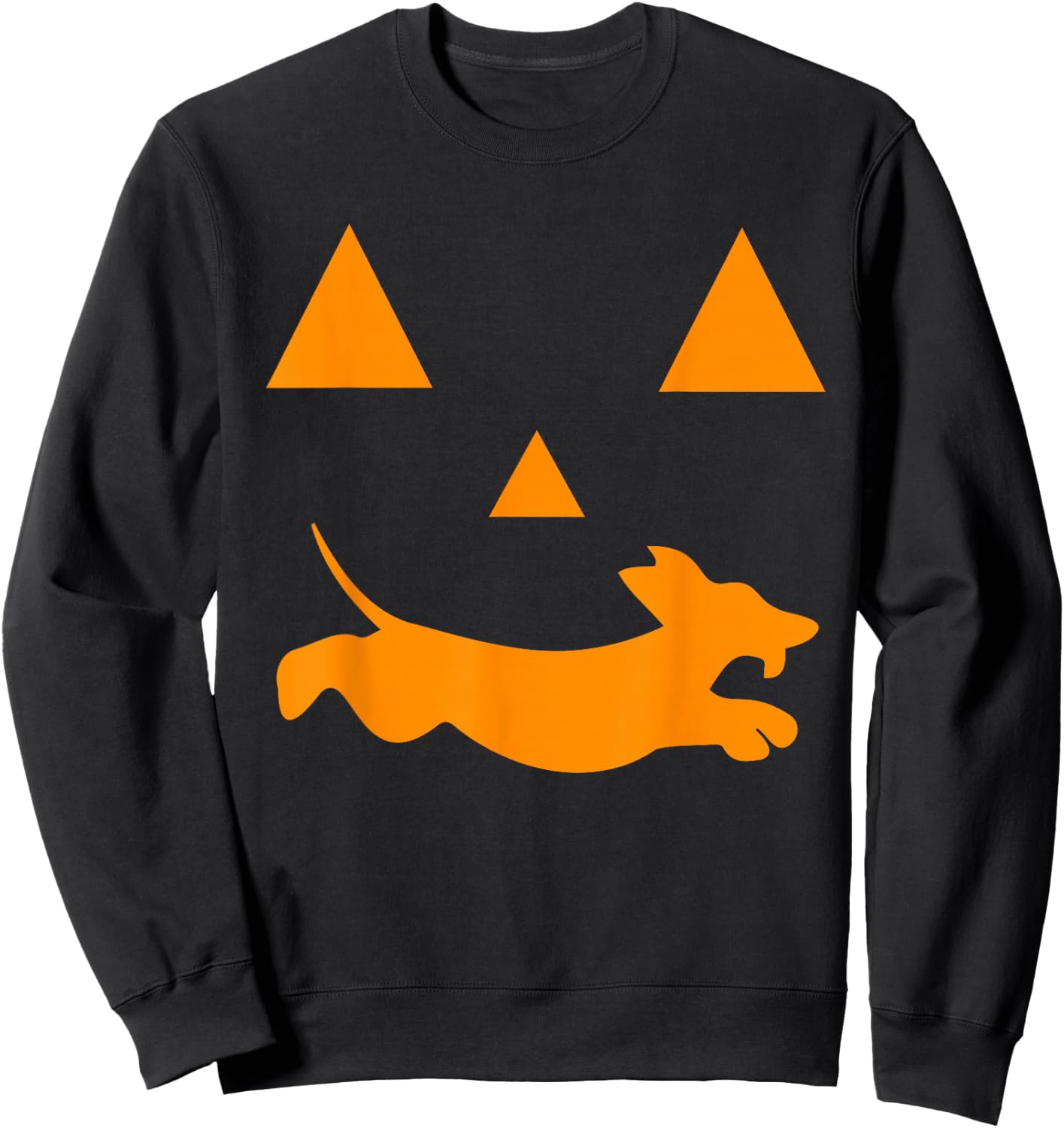 Halloween Pumpkin Dachshund Jack-o-lantern Costume Sweatshirt - Sweatshirt | Black