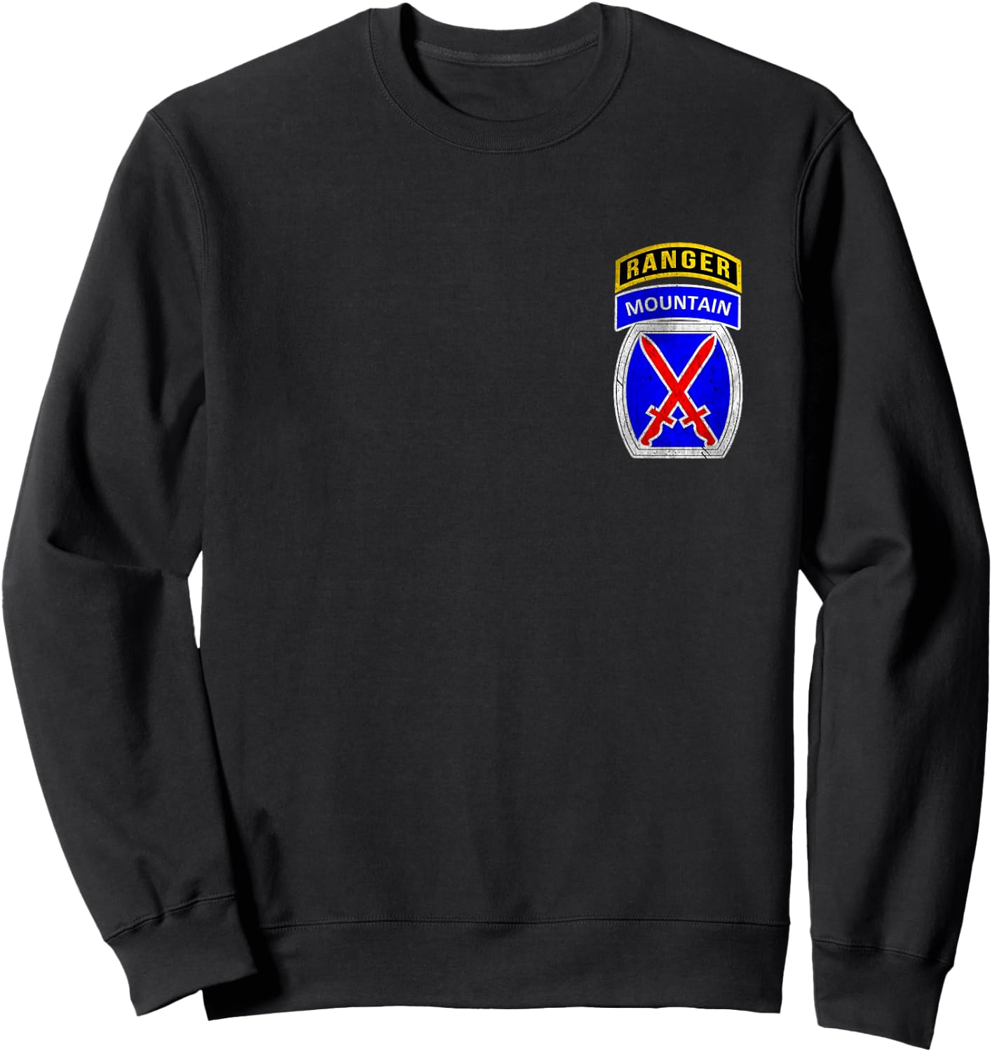 10th Mountain Division Ranger Tab Logo Military Veterans Day Sweatshirt - Sweatshirt | Black