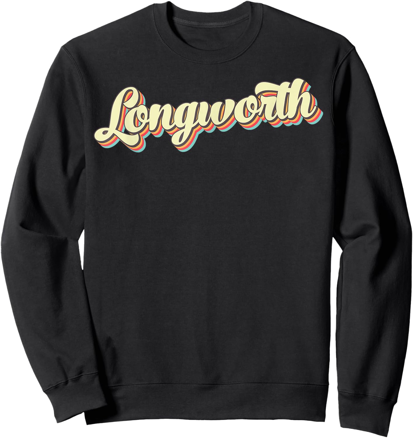 Longworth Retro Art Baseball Font Vintage Sweatshirt - Sweatshirt | Black