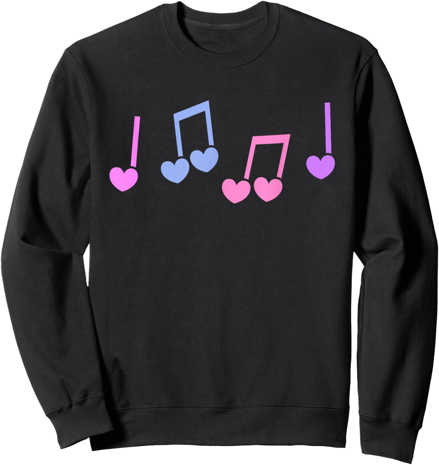 Music Heart Music Note Funny Musician Kids Girls Music Sweatshirt - Sweatshirt | Black