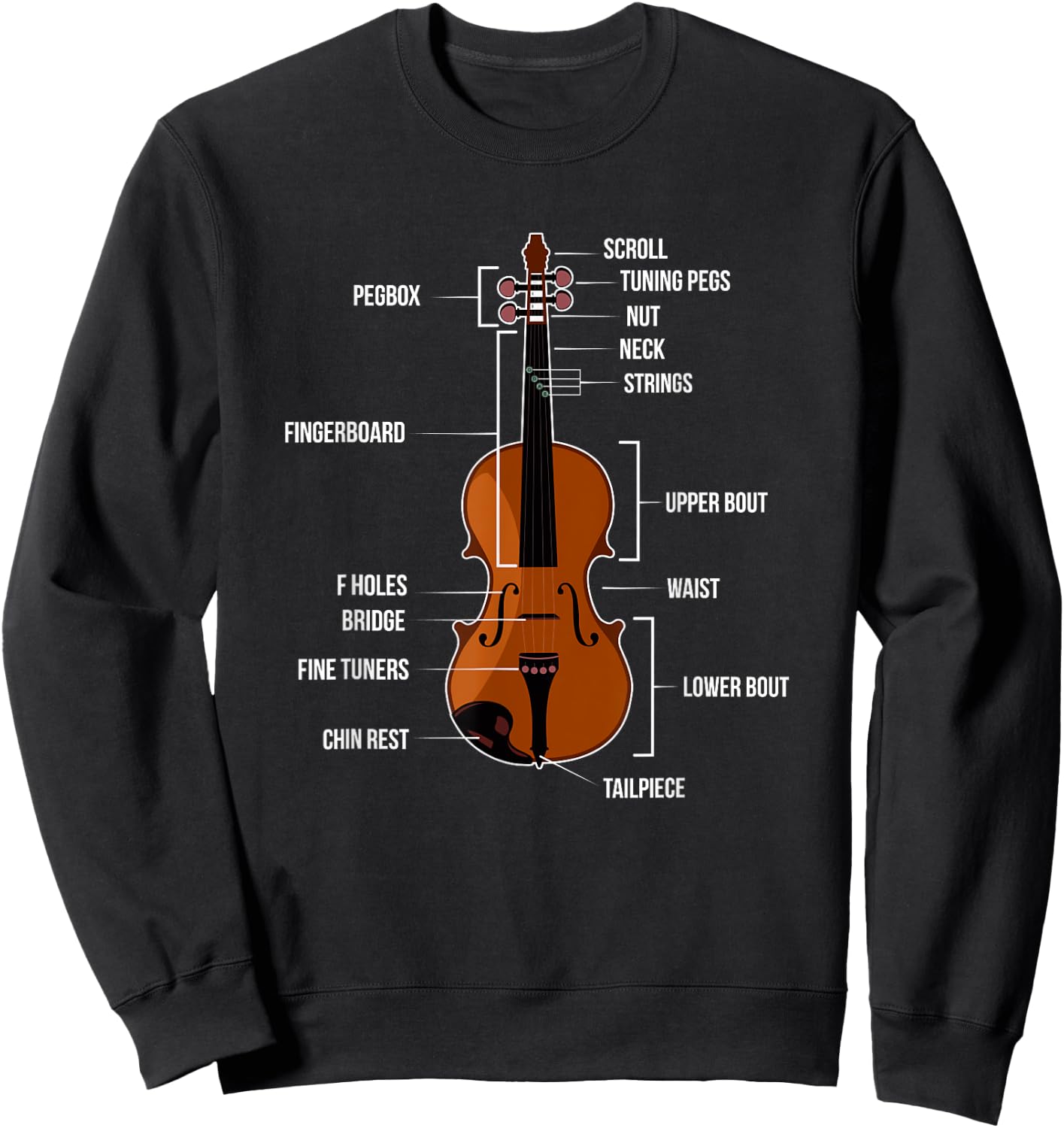 Music Orchestra Viola Anatomy Of Violin Violinist Player Sweatshirt - Sweatshirt | Black