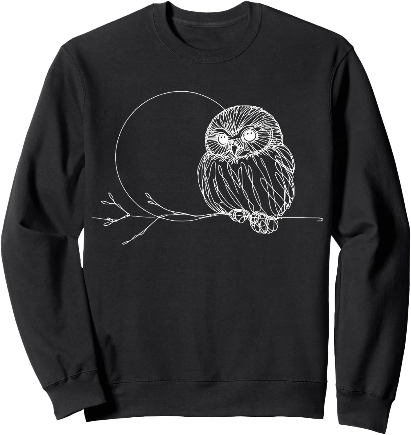 Line Art Bird & Ornithologist Northern Pygmy-Owl Sweatshirt - Sweatshirt | Black