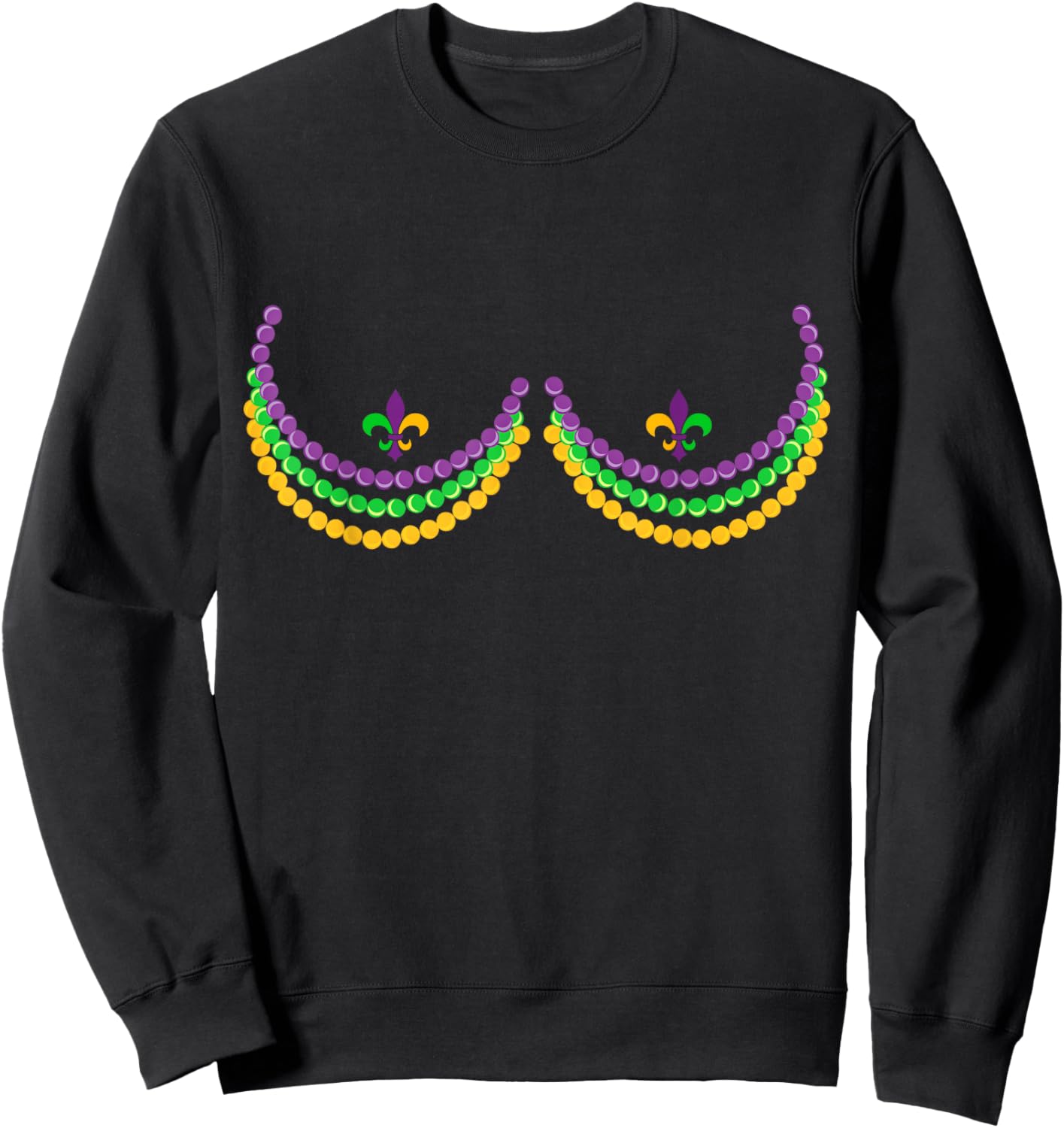Boobshirt Mardi Gras Funny Beads Boobs Outline Costume Humor Sweatshirt - Sweatshirt | Black