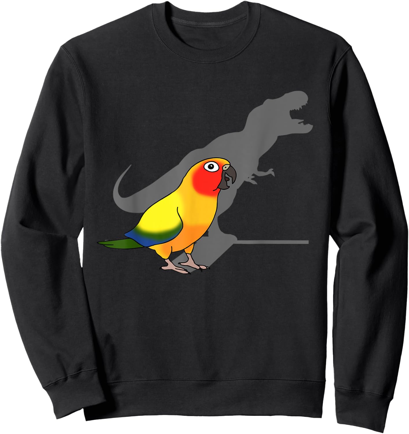 Cute Screaming Parrot, Birb Memes, Funny T-Rex Sun Conure Sweatshirt - Sweatshirt | Black
