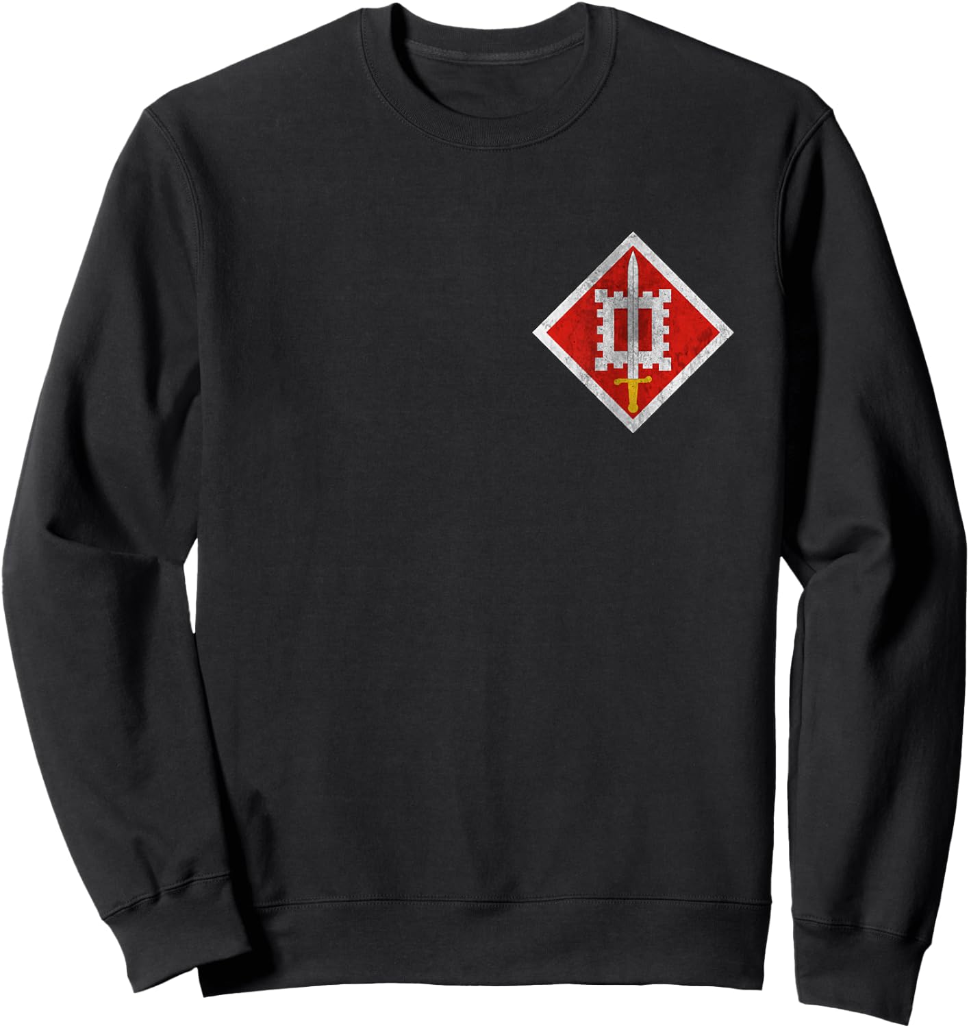 18th Engineer Brigade Distressed Logo Military Veteran Xmas Sweatshirt - Sweatshirt | Black