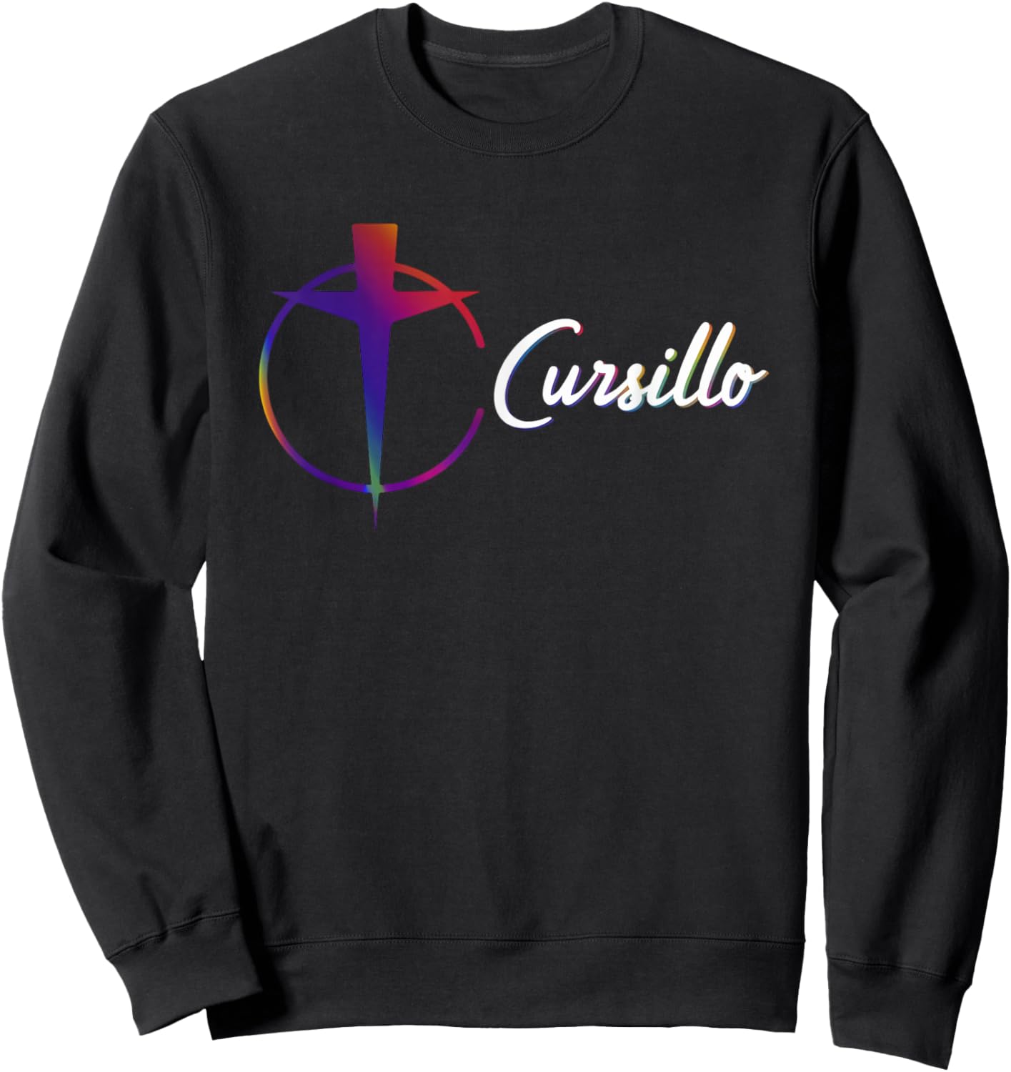 DeColores Cursillo Rainbow Rooster Catholic Sweatshirt - Sweatshirt | Black