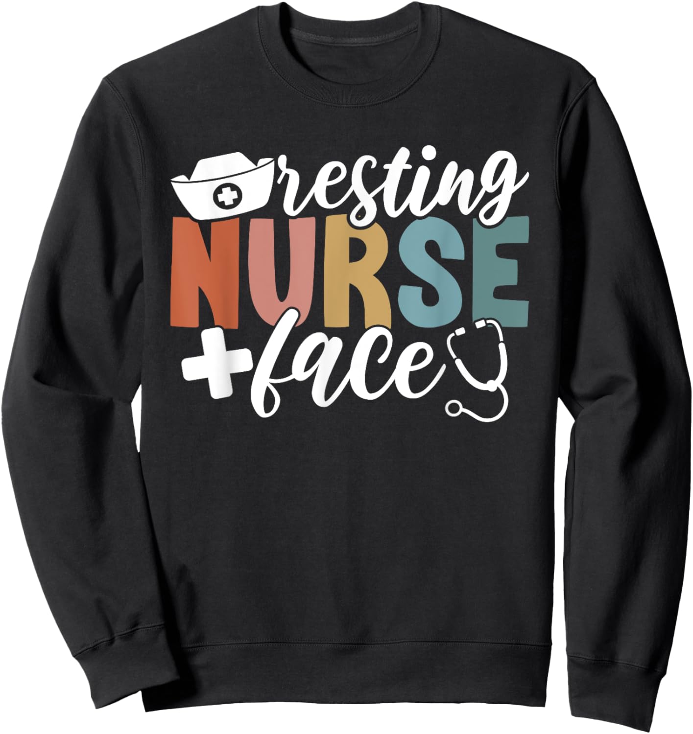 Resting Nurse Face - Black, Small, -Adults, Short Sleeve, , Nurse Theme, Classic Fit Sweatshirt - Sweatshirt | Black