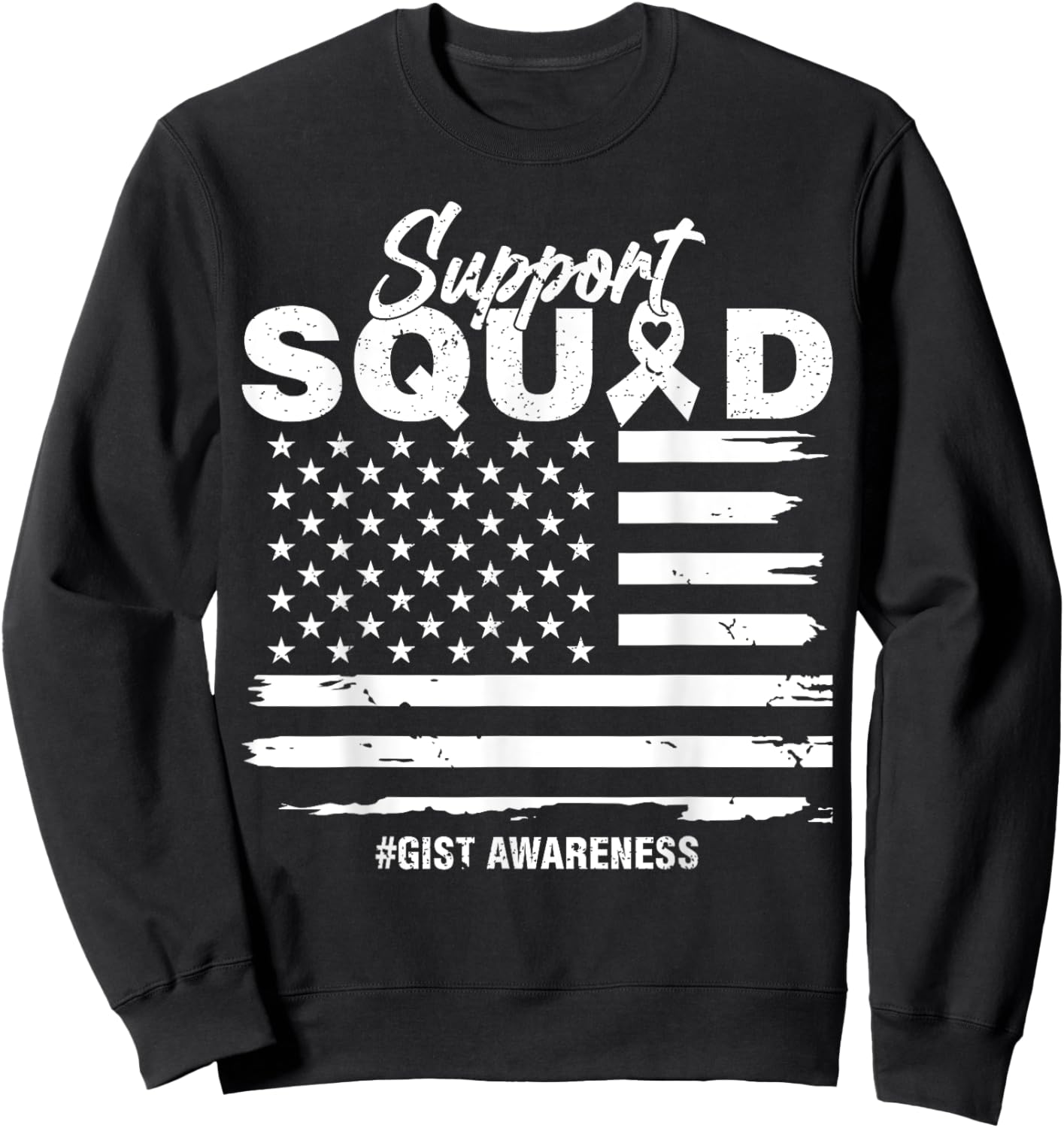 USA Flag Purple Ribbon Support GIST Awareness Squad Men Sweatshirt - Sweatshirt | Black