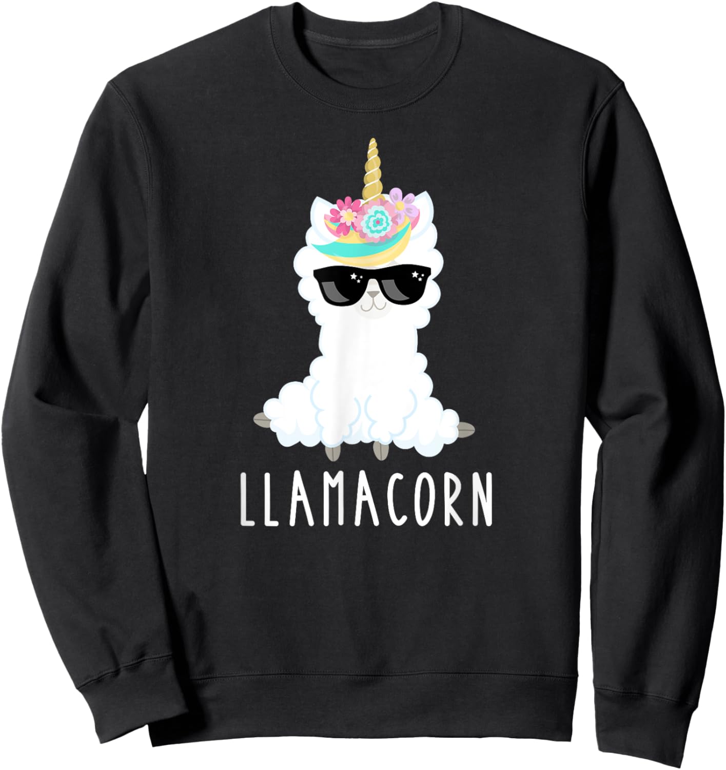 Llamacorn Shirt Girls Llama Unicorn Funny Kids Gift Sweatshirt - Sweatshirt | Black