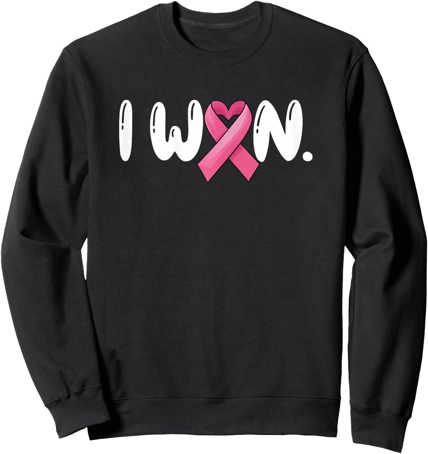 I Won Breast Cancer Awareness Support Pink Ribbon Survivor Sweatshirt - Sweatshirt | Black
