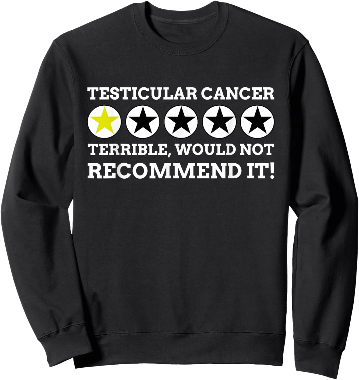 Funny Radical Testicular Cancer - Black, , Small, Modern Letter Print, , Short Sleeve Sweatshirt - Sweatshirt | Black