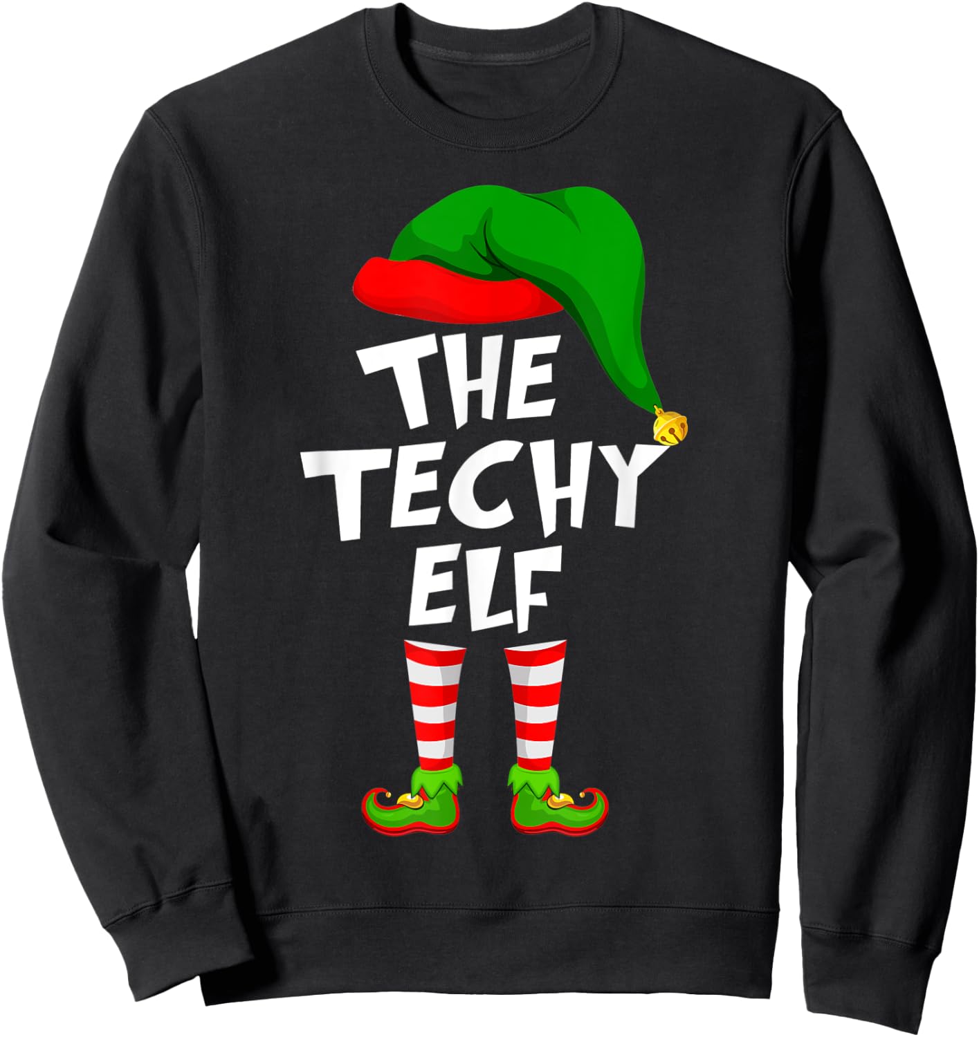 Funny Matching Family Christmas The Techy Elf Sweatshirt - Sweatshirt | Black