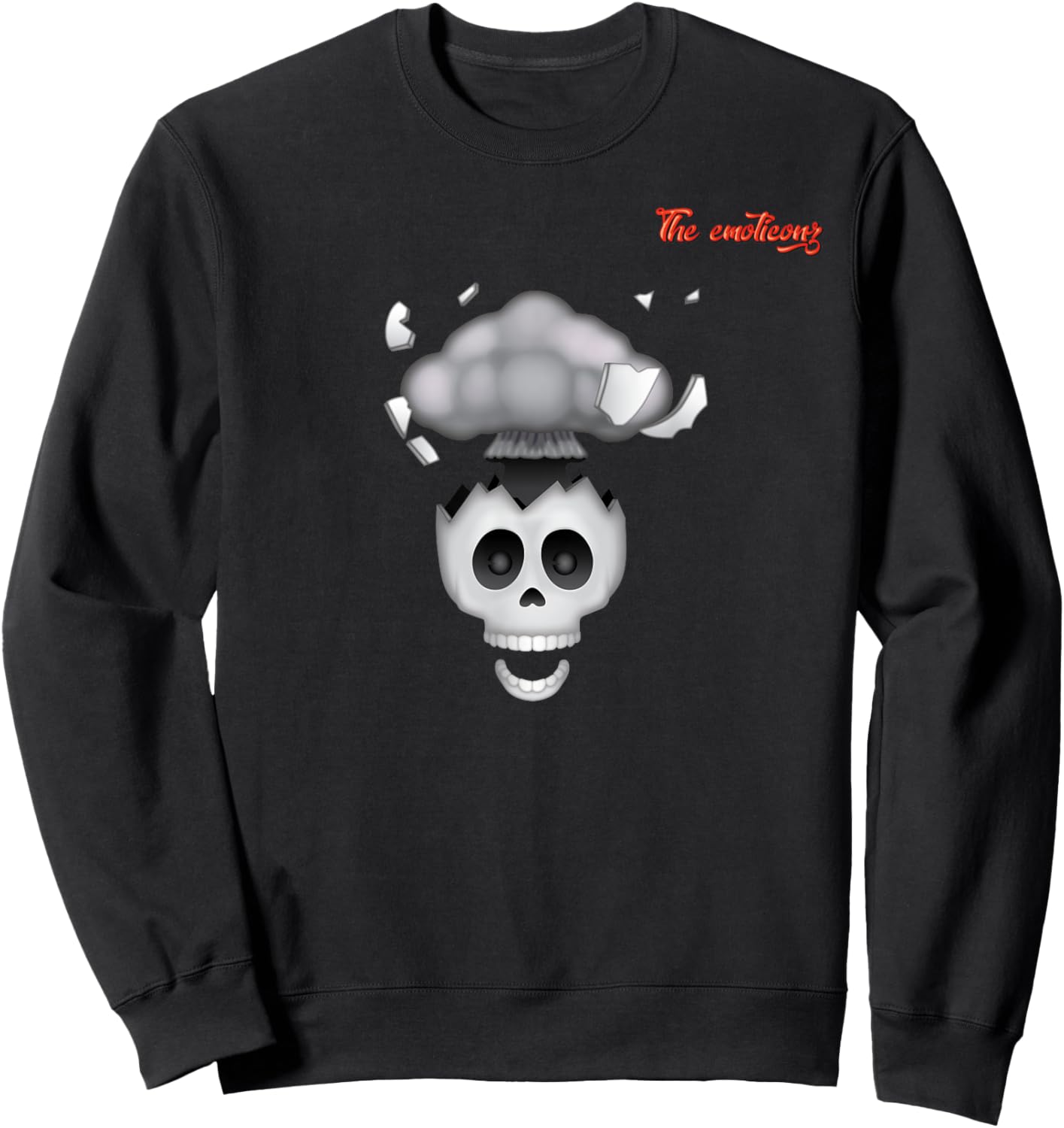 Emoji Head Exploding Skull Face Sweatshirt - Sweatshirt | Black