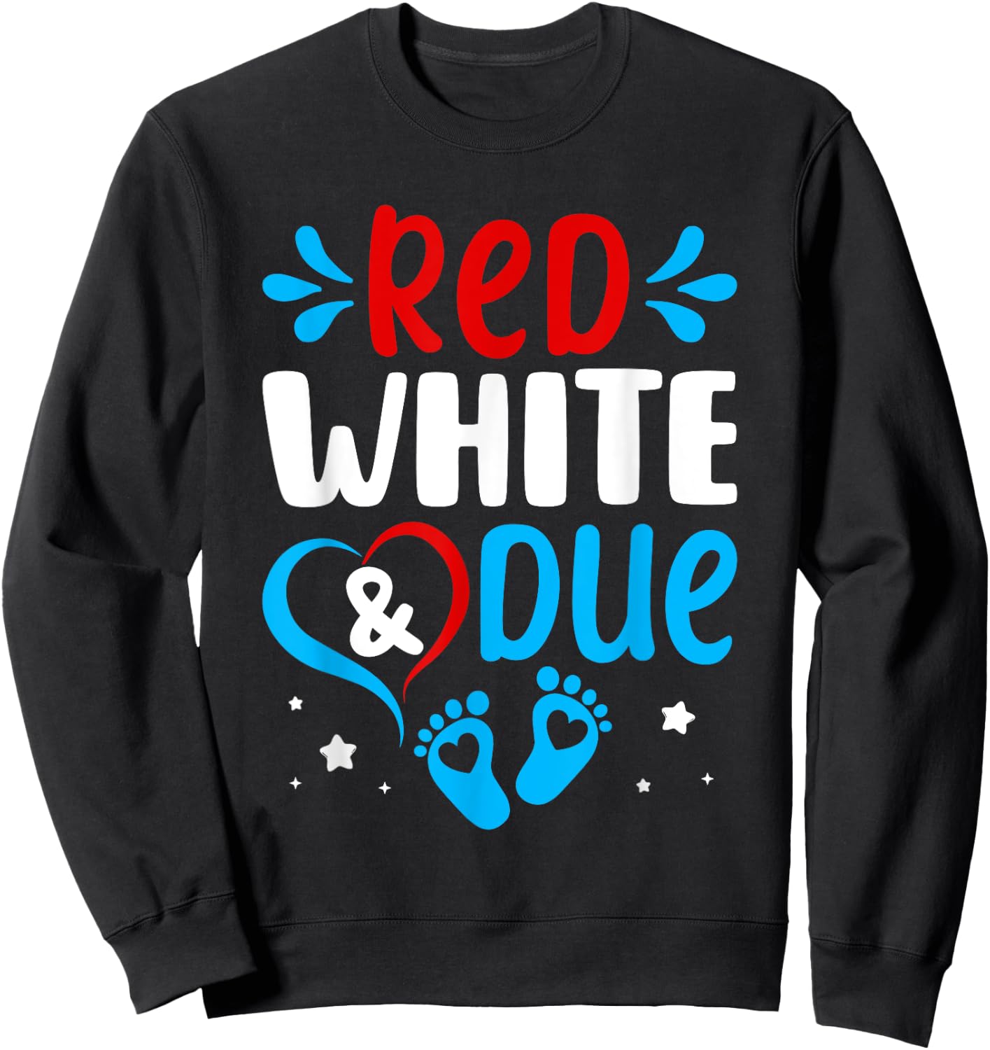 Red White Baby Due Shower 4th Of July Pregnancy Announcement Sweatshirt - Sweatshirt | Black