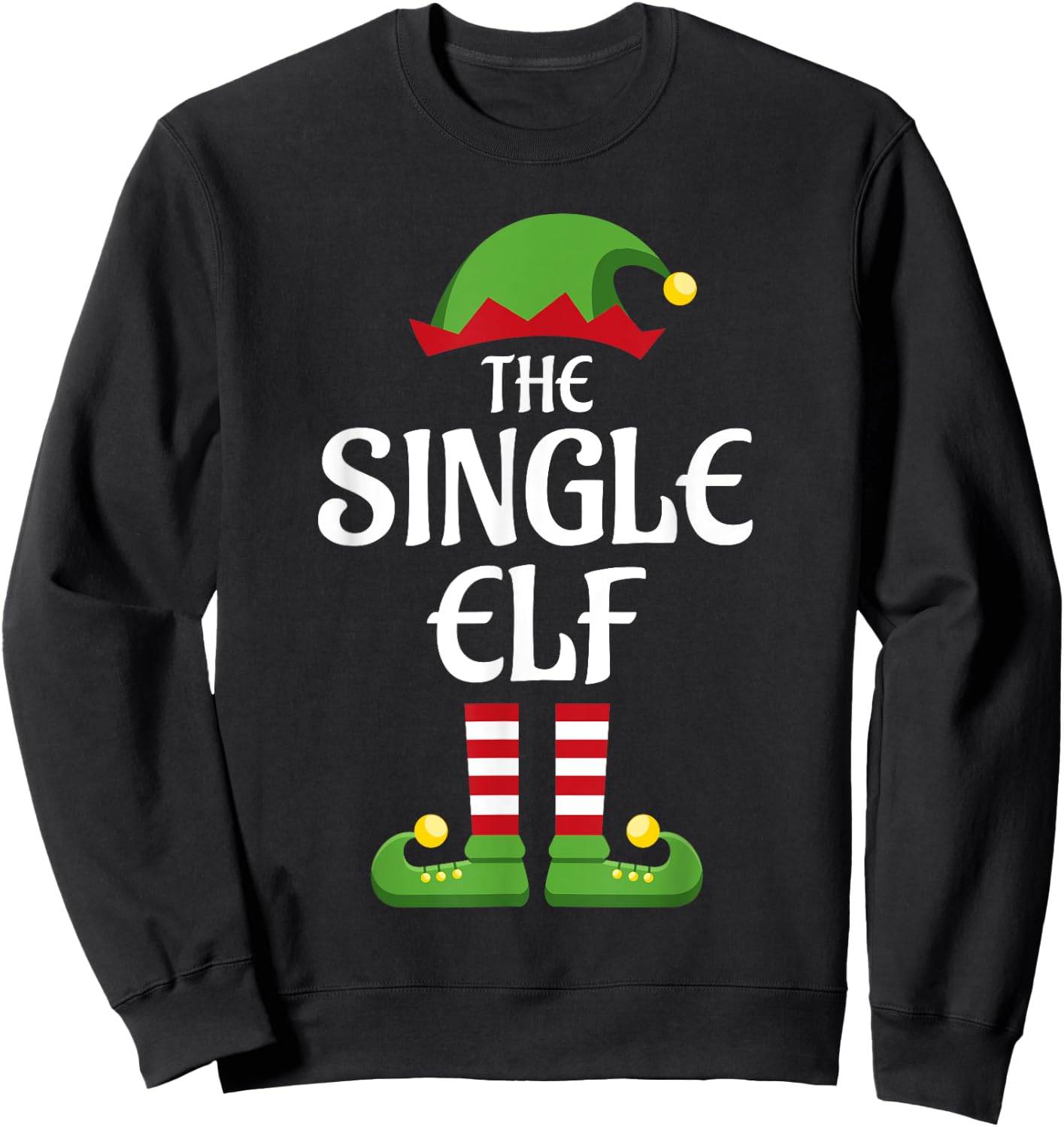 Single Elf Family Matching Group Christmas Sweatshirt - Sweatshirt | Black